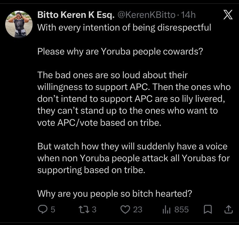 josh_olonade's tweet photo. “Why are young people so tribalistic?
It is mind blowing”😅

The worm self diagnoses, I wonder what senile minds were responsible for your upbringing, cos tbh, I thought no Parent taught their kids to hate Yorubas. 

If these are the dudes who so badly want GRV as Governor, I can only be glad that they won’t get what they want.