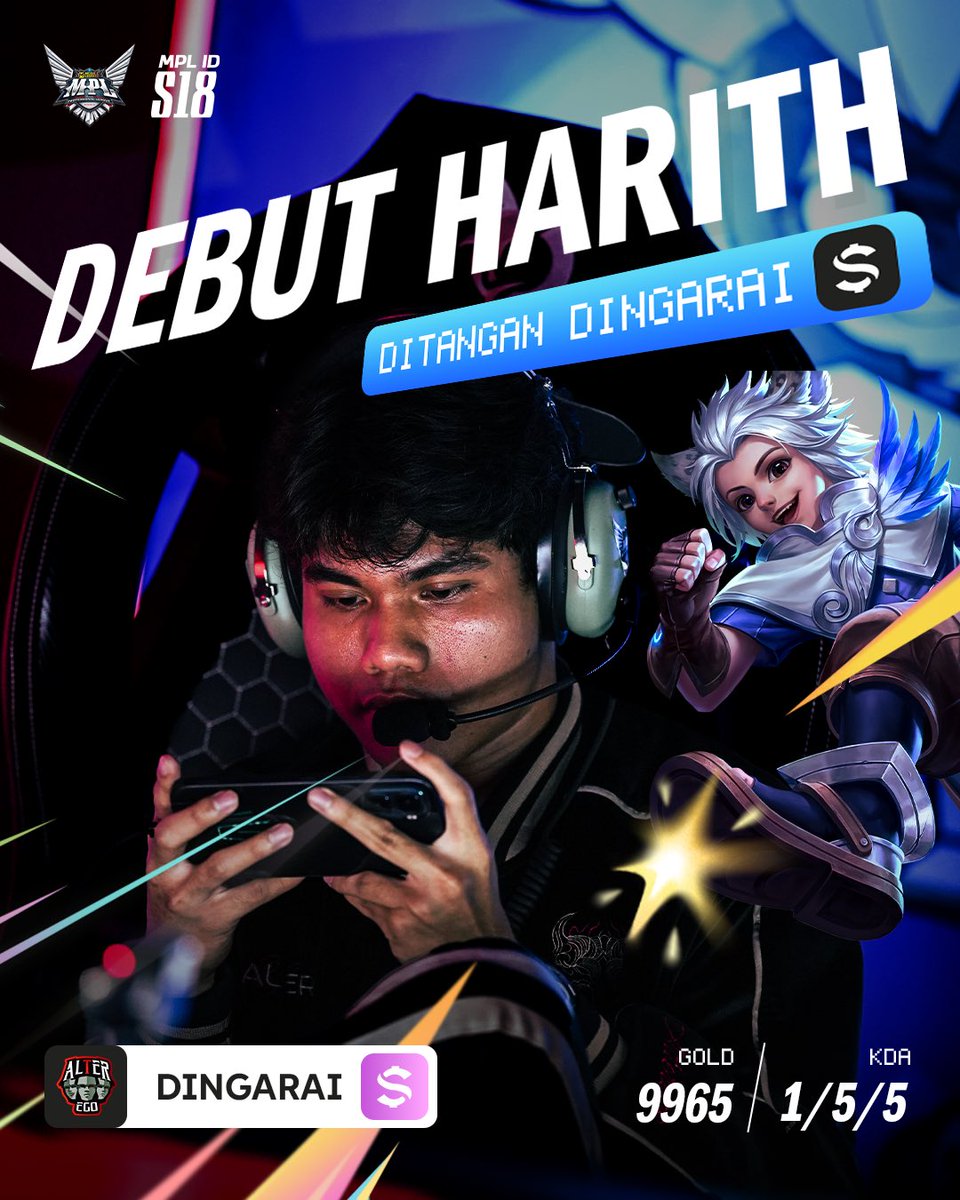 mplidofficial's tweet photo. Debut Harith yang belum begitu mulus dari DIngarai, apakah teori tes ombak? 👀

#MPLIDS18 #WeOwnThis #NiceGame #DynamicS18 #AE Dingarai https://t.co/fMvzat2Fav