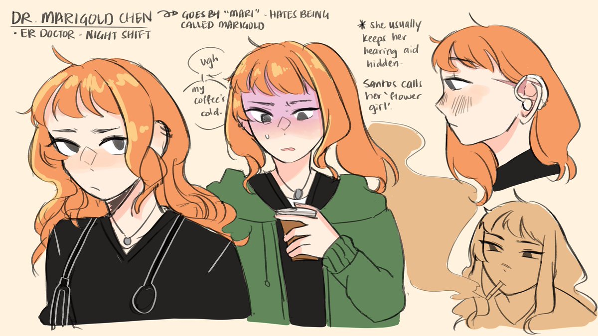 chamomaiile's tweet photo. new oc because ive been watching the pitt a lot. anyone fw her https://t.co/9FUfc2tLJn