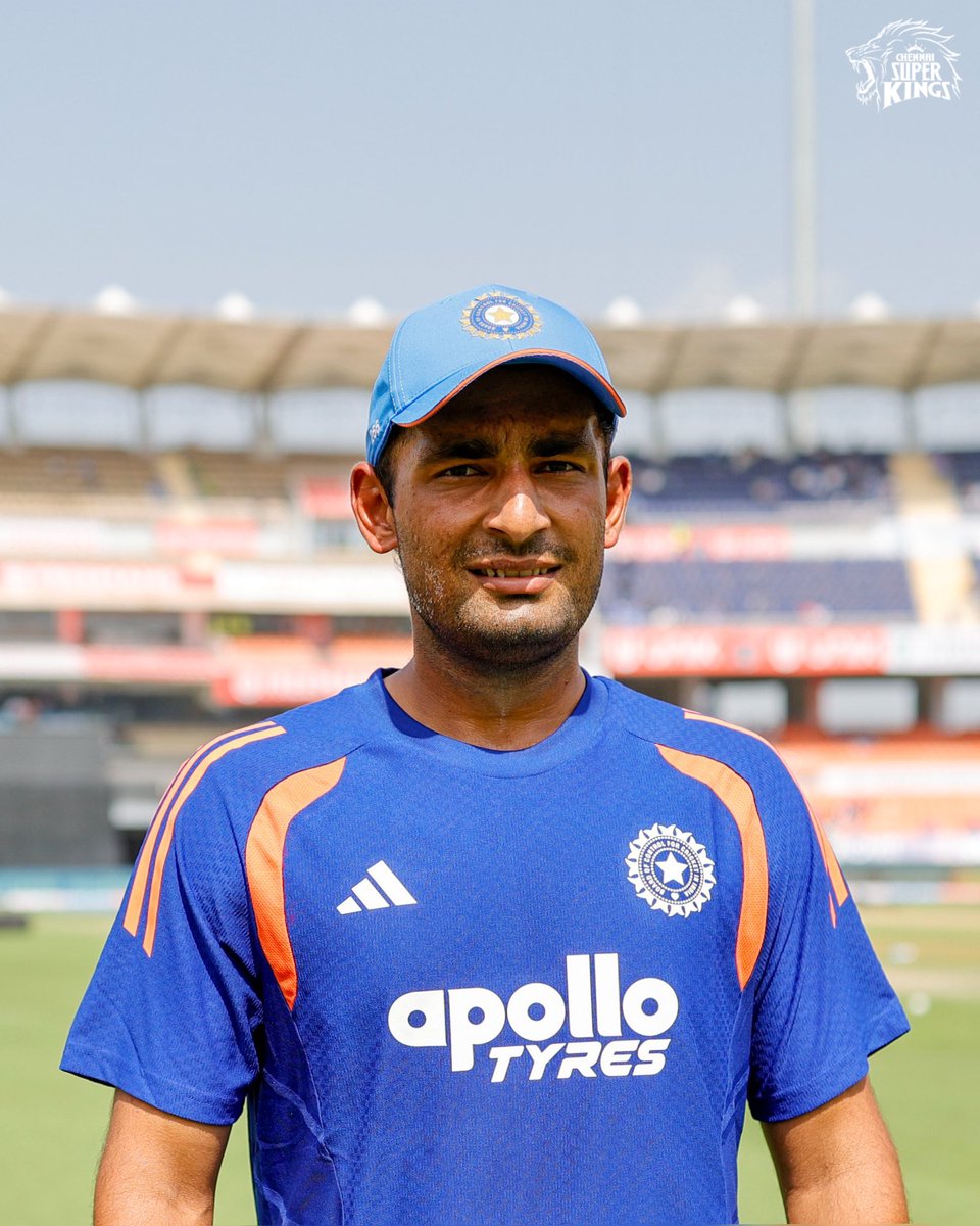 ChennaiIPL's tweet photo. Day 1 of AK in blue 
Couldn’t be prouder! 🥹🇮🇳

#WhistlePodu #INDvWI 
📸 : BCCI https://t.co/BwCEHFRNOp