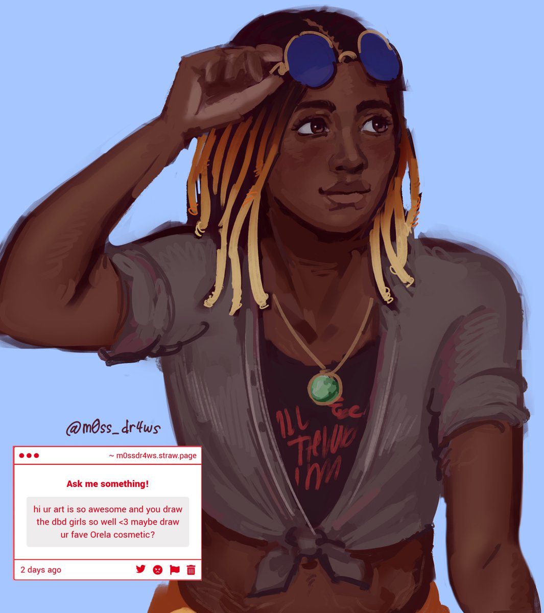 m0ss_dr4ws's tweet photo. thank you so much that's very kind of you!!!! :) this is probably my favorite orela cosmetic #orelarose #dbdfanart https://t.co/kPNMyD5uUV