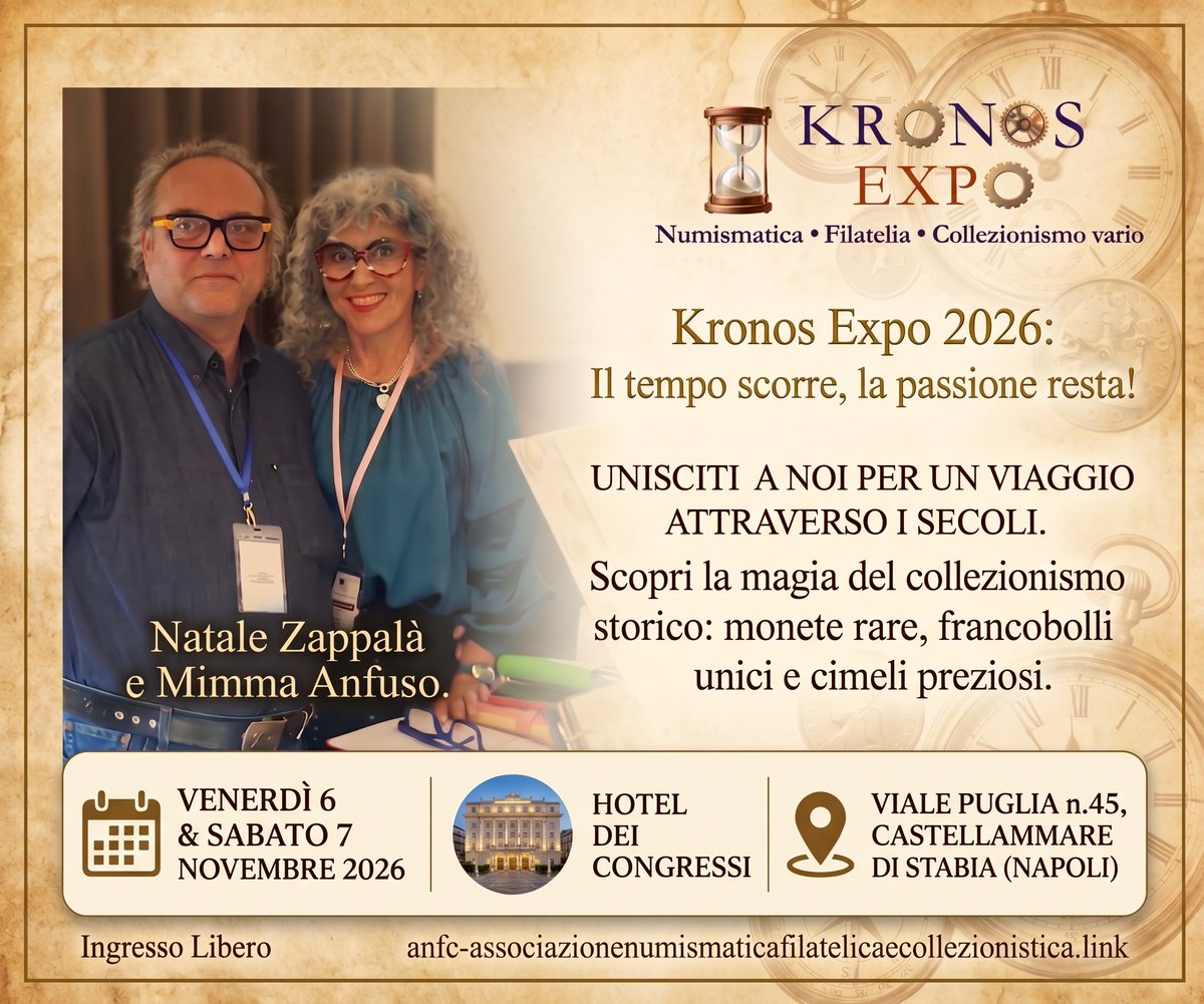 anfc_maglio's tweet photo. Grazie alla visione, alla professionalità e all'entusiasmo di Natale Zappalà e Mimma Anfuso, l'ANFC si impegna a valorizzare e proteggere il patrimonio culturale custodito nei piccoli e grandi oggetti del passato.

#kronosexpo2026 https://t.co/v7xilbTB6s