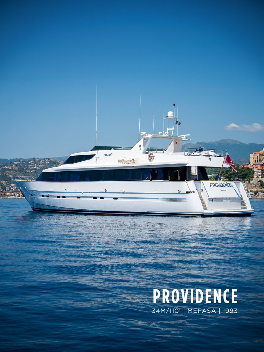 OCyachts's tweet photo. Meet PROVIDENCE, a genuine piece of yachting history.

Built by Mefasa in 1993 and designed by Don Shead Yacht Design, with interiors styled by Javier Sitges, she is reported to have been constructed for the King of Spain and went on to become a well-known charter yacht. She offers guest accommodation for 10 across 5 staterooms, and her twin MTU engines give her a transatlantic range of 4,000 nautical miles at 10 knots.

She presents an ideal opportunity for a new Owner to return her to her former glory.

Asking price is EUR 900,000 (VAT paid).
🔗https://t.co/cndt8Zu4wG