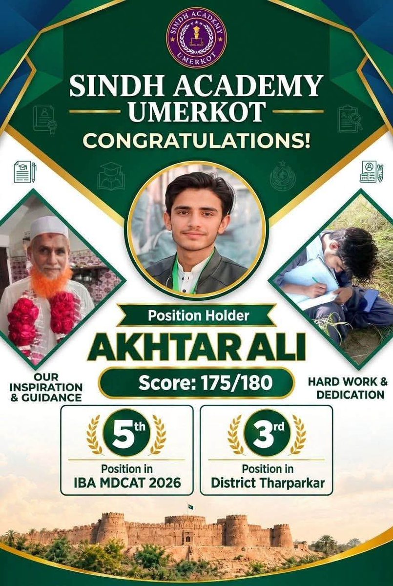 OsmanRThari78's tweet photo. یہ اختر علی راہموں ہے، جس نے تھر میں MDCAT میں دوسری پوزیشن حاصل کی ہے۔
ان بچوں کو مناسب تعلیمی ماحول اور سہولیات میسر نہیں ہوتیں، اس کے باوجود ان کا پڑھنے کا جنون اور آگے بڑھنے کا عزم قابلِ تعریف ہے۔ یہی تھری بچوں کا وژن ہے.
تھر کے بچوں کے نمایاں کامیاب ہونے پر سیاسی یا لسانی بحث چھیڑنے اور تنقید کرنے کے بجائے ہمیں یہ سوچنا چاہیے کہ محدود وسائل اور دشوار حالات کے باوجود انہوں نے یہ مقام کیسے حاصل کیا۔
ان میں سے بہت سے بچے مناسب رہائش، متوازن خوراک، انٹرنیٹ، ٹیوشن، لائبریری اور سازگار تعلیمی ماحول جیسی بنیادی سہولتوں سے محروم ہیں۔ اس کے باوجود وہ صبح سویرے بیدار ہوتے ہیں، دن بھر محنت کرتے ہیں اور رات گئے تک اپنی کتابوں سے جڑے رہتے ہیں۔ بعض خاندانوں نے بچوں کی تعلیم کی خاطر دوسرے شہروں کا رخ کیا، جبکہ کچھ نے انہیں رشتہ داروں کے ہاں رکھ کر پڑھنے کا موقع فراہم کیا۔
ایسے بچوں کی کامیابی تنقید نہیں، تحسین کی مستحق ہے۔ تعلیم کا مقابلہ کسی کا حوصلہ توڑنے، تعصب بڑھانے یا نفرت پھیلانے کے لیے نہیں، بلکہ بچوں کو آگے بڑھنے، خواب دیکھنے اور اپنی صلاحیتیں نکھارنے کی ترغیب دینے کے لیے ہونا چاہیے۔
آئیے، بچوں کی کامیابیوں کو سیاست اور تعصب سے بالاتر رکھیں۔ تھر کے بچے بھی ہمارے ہی بچے ہیں، اور ان کی کامیابی صرف ان کے خاندانوں کے لیے نہیں بلکہ پورے سندھ کے لیے حوصلے، امید اور روشن مستقبل کا پیغام ہے۔
@HamidMirPAK @asmashirazi @KamalMQM @BBhuttoZardari @NaeemRehmanEngr