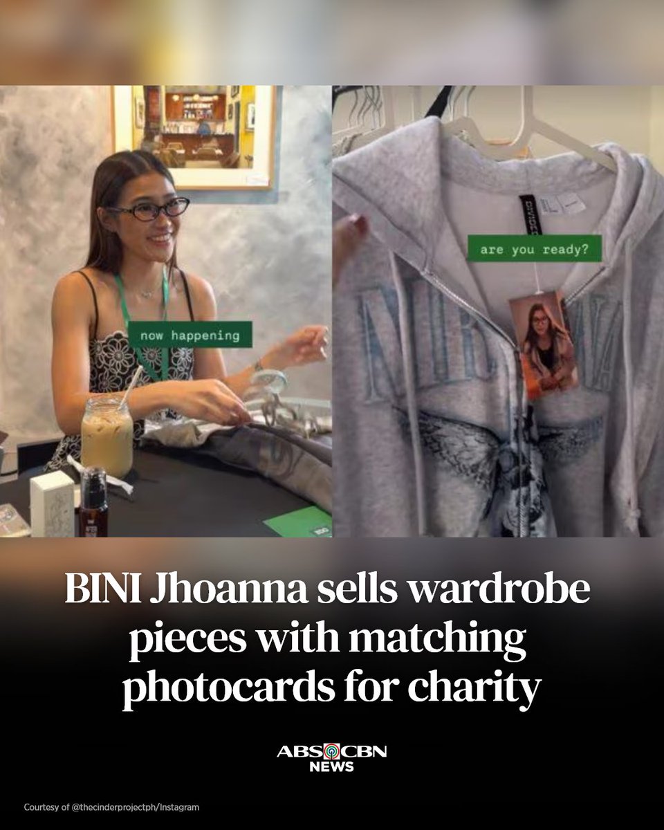 ABSCBNNews's tweet photo. "The Cinder Project" of Jhoanna Robles featured a wardrobe sale, topping it with a one-of-one photocard showing the BINI leader wearing that exact piece. The charitable initiative aims to help local farmers. 

Read: https://t.co/sqFbQCgbID https://t.co/bpKinOFFcN