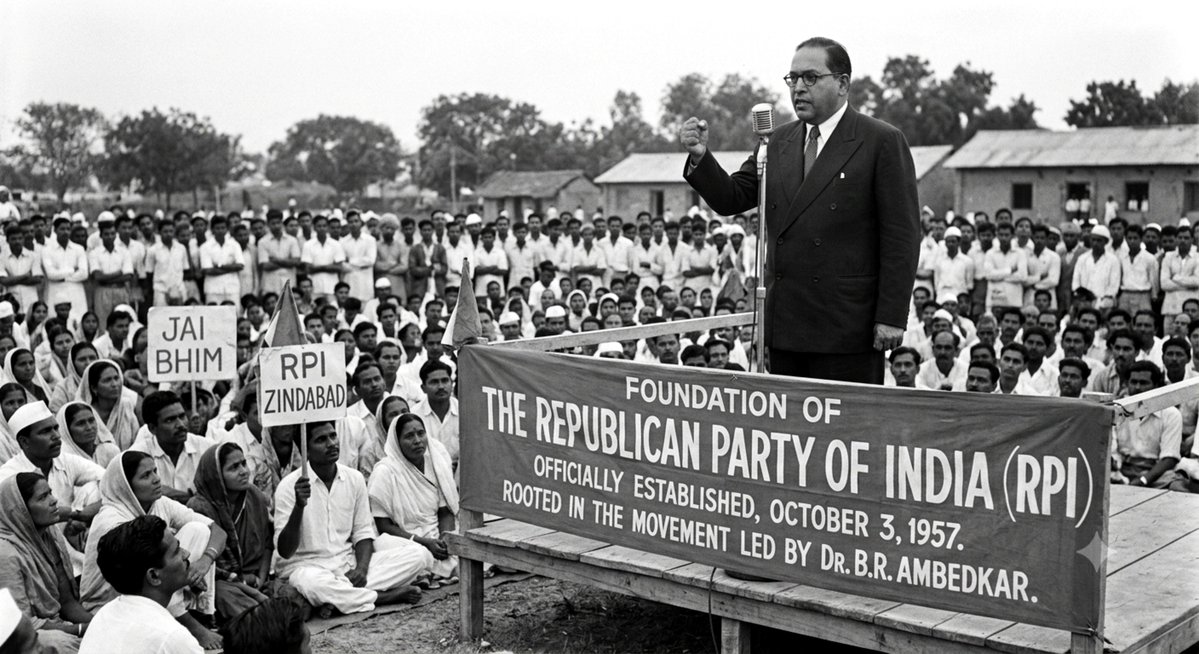 indiafact0's tweet photo. 1957: Foundation of the Republican Party of India🇮🇳
 
Fact: The Republican Party of India (RPI) was officially established, rooted in the political and social movement led by Dr. B.R. Ambedkar.✊ 

#RPI #AmbedkariteMovement #SocialJustice #Onthisday https://t.co/vfqUccQQHJ