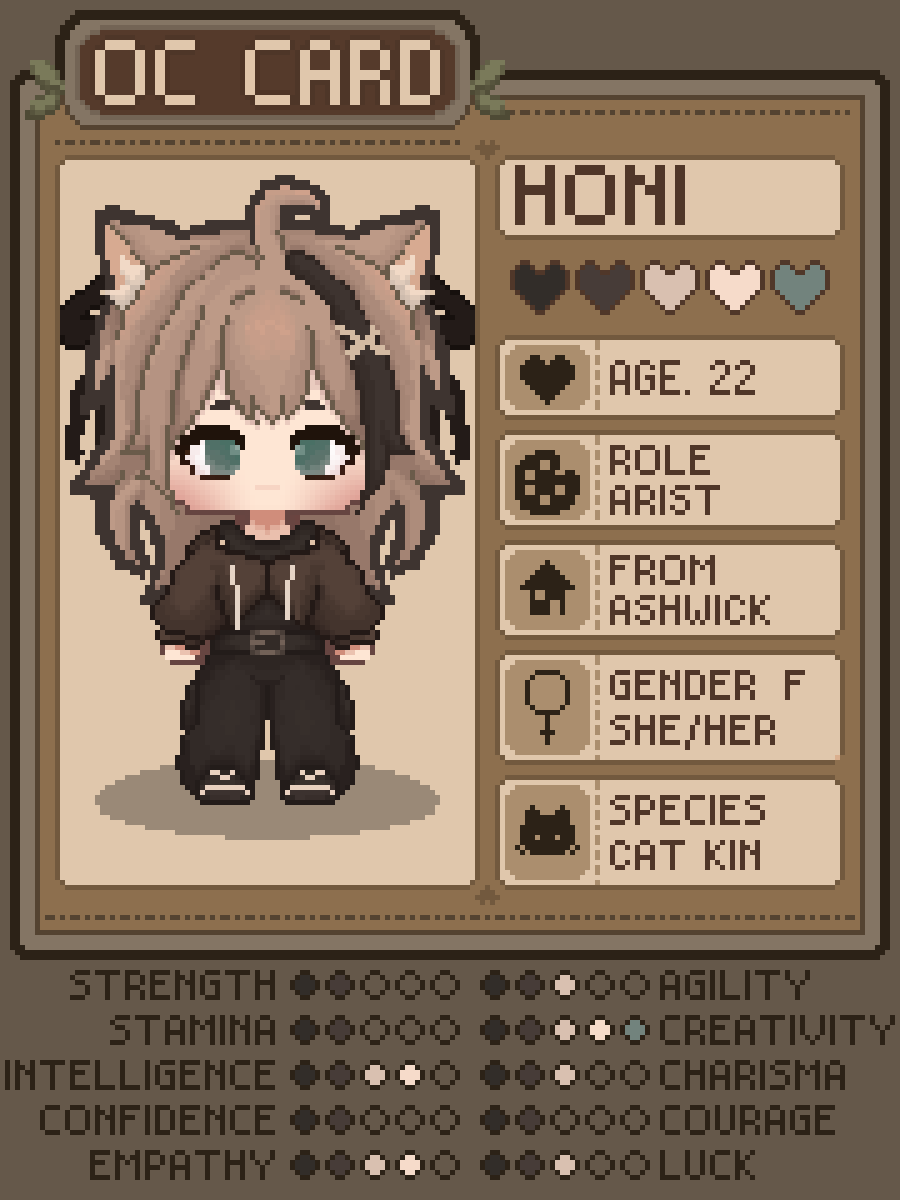 HonionArts's tweet photo. I made a new character card :3 It's supposed to be of ME if I was an oc hehehe

#charactercard #characaterdesign #OC #art #artmoots #OCCard #Honi #digitalart #pixelartㅤ https://t.co/ClI3y0rZQ6