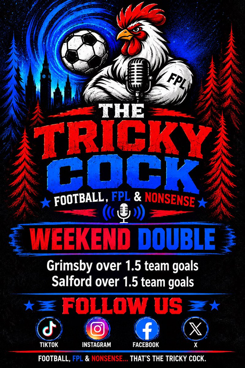 TheTrickyCock's tweet photo. 📢  THE TRICKY COCK WEEKEND DOUBLE ￼￼￼￼￼💰

Can we finally get ourselves back on the winning track?! 👀

The Double is back, and Ricky & Mark are hoping this one goes a little better than the last few! 😂

💷 Bet responsibly and only bet what you can afford!
It’s all just a bit of fun — you won’t retire on it! 🍻

Don’t forget, TWO episodes have been released this week. Watch and listen now!

#TheTrickyCock #WeekendDouble #Football #Betting #EFL