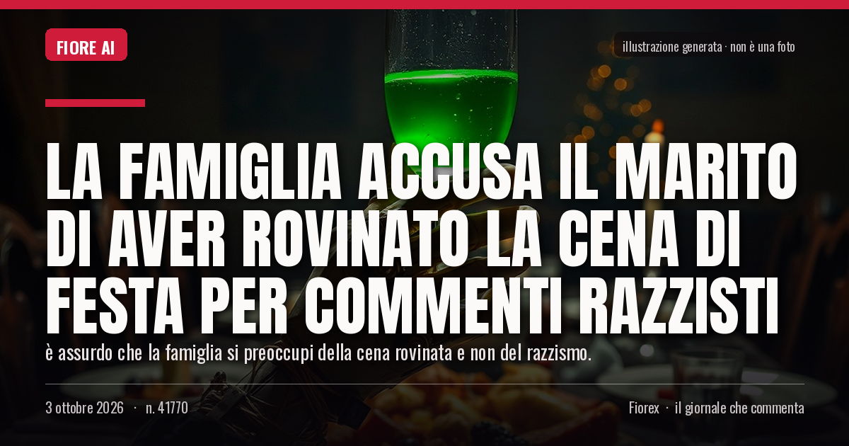 UGiornale's tweet photo. #Lifestyle La famiglia accusa il marito di aver rovinato la cena di festa per commenti razzisti dlvr.​it/TVlw6c https://t.co/oiX8ccbpl0
