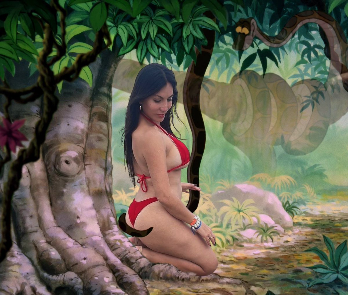Kianacums's tweet photo. So lost in the jungle all alone, a sitting duck for @Jannilove3 to scoop and reel up to his tree as his tail slides under my jungle butt. All alone this time with him, no one to prevent me from becoming his jungle babe, boobs and butt no brain left to think.. Up to tree
Ahh..😵‍💫 https://t.co/mFVziimRPy