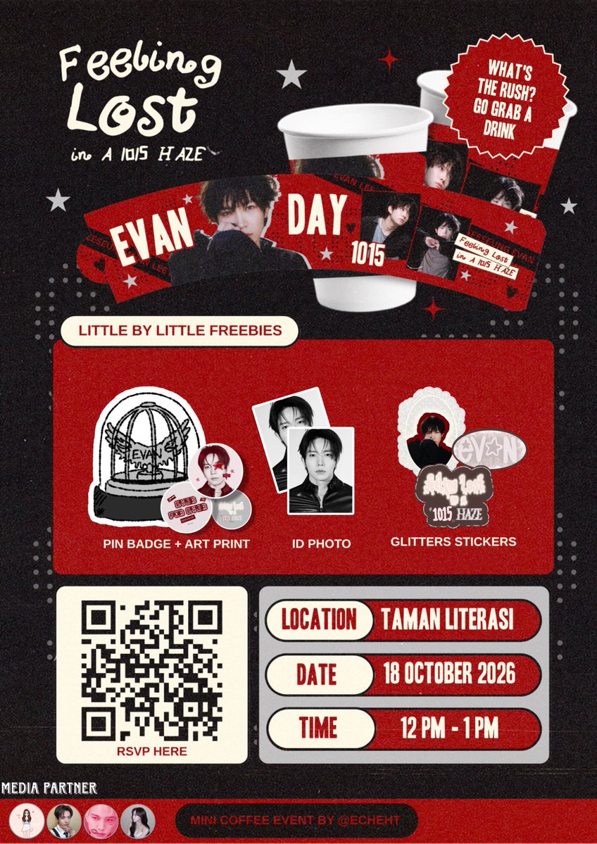 echeht's tweet photo. ⟡ ‧₊˚ ⋅ ⁺ ‧₊ .ᐟ ‧⁺ ⊹˚.⋆　˖ ࣪⊹
𖥻 ׁ ׅ  Evan's Day ׁ ׅ  𖥻

Let's celebrate Evan's 25th Birthday 
Coffee Event With Kopi Jago

Date : 18 Oktober 2026
Time : 12.00-13.00
Loc : Sekitar Taman Literasi, Blok M

໒꒱ Rp 15.100 
RSVP https://t.co/Jisc9DyaLu https://t.co/zMgDbOK8Xs