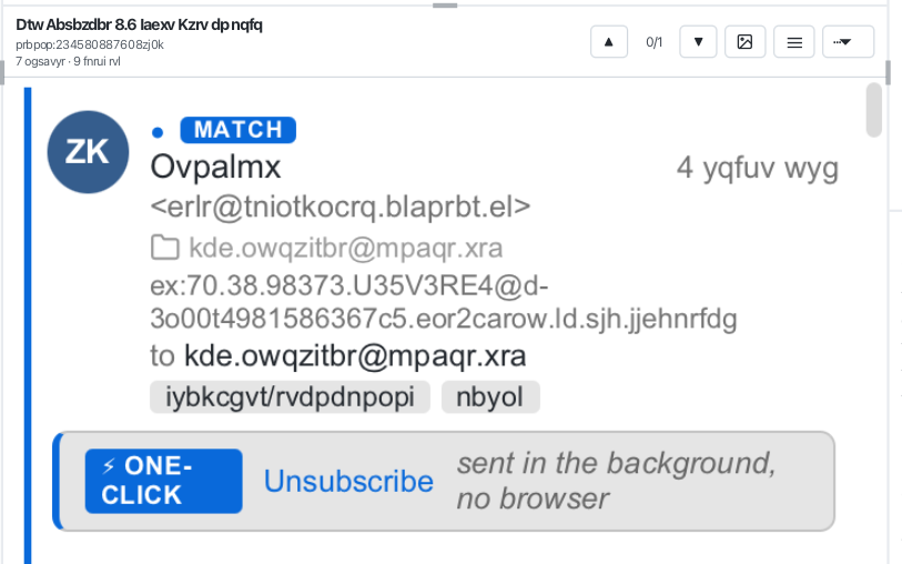 maxandersen's tweet photo. Who knew there is a RFC 8058 that since 2024 require one-click POST urls be available in marketing emails by google and yahoo. ~13% of my email has that header.

And yes, dont worry about the "gibberish" - thats distort mode to enable making screenshots without sharing PII :) https://t.co/I295bQb0Iw