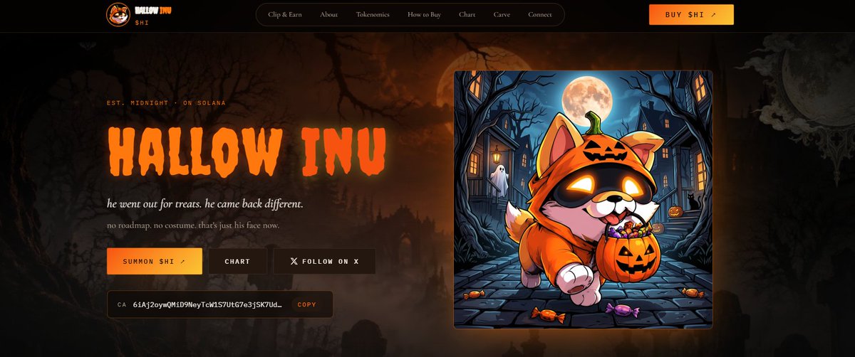hwangmikedegen's tweet photo. solana:6iAj2oywQMiD9NeyTcW1S7UtG7e3jSK7Ud5ZJDqJpump: HALLOWEEN CAME EARLY TO SOLANA

Most seasonal memes appear one week before the event and disappear just as quickly

solana:6iAj2oywQMiD9NeyTcW1S7UtG7e3jSK7Ud5ZJDqJpump launched almost one month before Halloween

That gives Hallow Inu something most holiday tokens never get:

Time to build a character before the actual catalyst arrives

WHAT IS HALLOW INU

solana:6iAj2oywQMiD9NeyTcW1S7UtG7e3jSK7Ud5ZJDqJpump is a Halloween themed Inu launched through Pump fun on September 29

The character is simple:

A Shiba Inu went looking for treats

It returned with a pumpkin growing from its head

The project describes it perfectly:

“He’s not wearing a mask
That’s just his face now”
There is no complicated lore to explain

It combines three narratives people already understand:

Halloween

The classic Inu meta

Solana community culture

The timing is the real edge

Halloween is still weeks away, giving the community a natural calendar catalyst and enough runway to produce content before October 31

WHAT HAS CHANGED

solana:6iAj2oywQMiD9NeyTcW1S7UtG7e3jSK7Ud5ZJDqJpump is no longer only a token with a Halloween profile picture

The team has now launched a complete branded website with:

Original character lore

A public tokenomics section

An interactive pumpkin carving minigame

A TikTok Clip and Earn campaign

The campaign promises creators:

0.02 SOL per 1,000 views

A minimum of 10,000 views to qualify

A maximum reward of 10 SOL per clip

Views measured 24 hours after submission

This is the most interesting new layer

Instead of paying only crypto callers, the team is trying to push the character toward TikTok and normal meme audiences

The program is still unproven

At the latest website snapshot, no creator had been listed and zero SOL had been paid

So this should be treated as a live experiment, not established traction

TOKEN MECHANICS

solana:6iAj2oywQMiD9NeyTcW1S7UtG7e3jSK7Ud5ZJDqJpump uses Solana’s Token 2022 standard

Every swap carries approximately 1.2% total tax:

Around 0.25% to the protocol

Around 0.95% to the creator

The official website says liquidity is burned and there was no presale

Independent scanners confirm that mint and freeze authorities are revoked and the principal liquidity position is locked or burned

CURRENT MARKET SNAPSHOT

At the latest DexScreener snapshot:

Approximately $967K market cap

Around $99K liquidity

Roughly $571K volume in 24 hours

More than 17,000 transactions

Around 936 active traders

Approximately 2,500 holders

The token was up around 161% over 24 hours and ranked among the trending Solana pairs when checked

The numbers are moving quickly

Use the live chart rather than treating this snapshot as permanent

PUBLIC COVERAGE

@MaxelRowan posted the contract and chart to an audience of more than 100K followers

The post reached roughly 34K views in the indexed snapshot

solana:6iAj2oywQMiD9NeyTcW1S7UtG7e3jSK7Ud5ZJDqJpump has also appeared on Pump fun’s trending feed, CoinRadar and several Solana discovery boards

This proves distribution

It does not prove endorsement or long term conviction from those accounts

THE RISK THAT CANNOT BE IGNORED

@badattrading_ publicly called solana:6iAj2oywQMiD9NeyTcW1S7UtG7e3jSK7Ud5ZJDqJpump a bundled scam and warned traders to stay away

The available scanners do not fully agree:

An earlier GMGN snapshot displayed 0% bundlers and 0% insiders

A later independent scan detected 19 wallets linked through a shared funding source

The official website claims there were no insiders

Current top ten concentration is shown around 19.6%, while the creator’s visible balance is approximately 0.2%

This does not prove the scam allegation

But it creates a real discrepancy that should be checked through the bubble map and early funding history before taking size

MY VIEW

The strongest part of solana:6iAj2oywQMiD9NeyTcW1S7UtG7e3jSK7Ud5ZJDqJpump is not utility

It is timing and distribution potential

Halloween memes naturally become easier to market as October progresses

The TikTok reward campaign gives the community a reason to produce content beyond X and Telegram

The pumpkin character is also simple enough to become stickers, videos, profile pictures and remixable memes

The next leg depends on:

Whether Clip and Earn produces real organic views

Whether the team publishes transparent payout proof

Whether TikTok content begins spreading outside crypto

Whether holder growth continues while volume cools

Whether the team can answer the linked wallet allegation with clear onchain evidence

This is not a clean low risk setup

It is a seasonal meme with strong branding, improving distribution and one unresolved wallet question

That is exactly what I will be watching

The closer we move toward Halloween, the easier the narrative becomes

But narrative alone never removes onchain risk

Contract:
6iAj2oywQMiD9NeyTcW1S7UtG7e3jSK7Ud5ZJDqJpump 
solana:6iAj2oywQMiD9NeyTcW1S7UtG7e3jSK7Ud5ZJDqJpump 

Official website:
https://t.co/Q2BL6dFSMW

Official X:
https://t.co/a01AgrbOiX

Clip and Earn:
https://t.co/UwpiOgLfPq

KOL coverage:
https://t.co/lwfHqYyvwU

Risk warning:
https://t.co/77BbJWMCiP

Chart:
https://t.co/70Bw8ftDE7

More early narratives:
https://t.co/UaXESIZsUx

DYOR