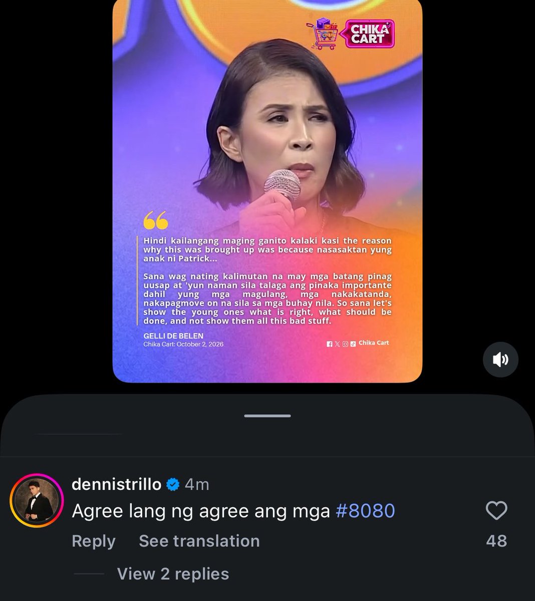 keiIuchi's tweet photo. ayan galit na si dennis hahaha parang ewan kasi yung comment na wag daw kalimutan yung mga bata so pano si jazz? 😂🥴 https://t.co/NohIOxQ30Y