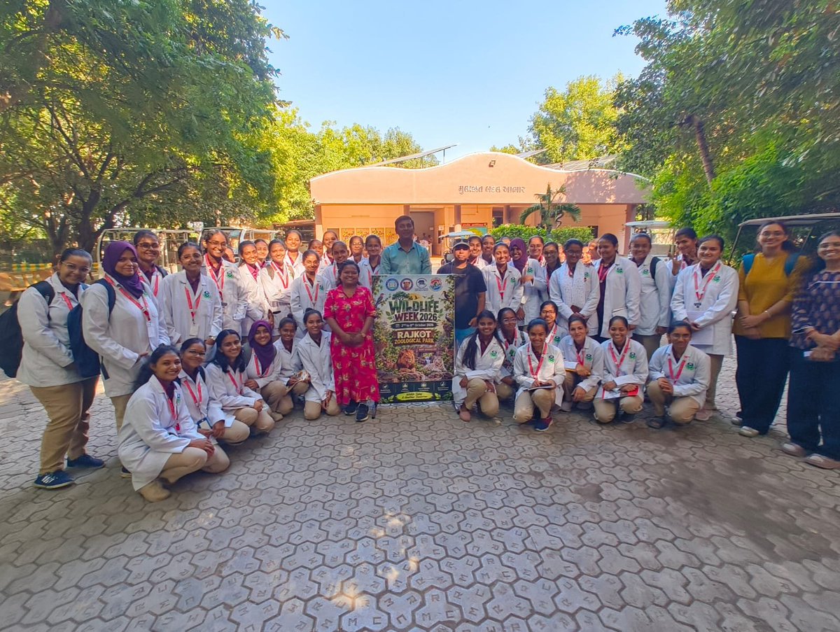 smartcityrajkot's tweet photo. 2nd October 2026, as a part of Wildlife Week 2026, 48 students and faculties of
Sardar Patel Homeopathy College, Rajkot
Visited Rajkot Zoological Park.
Snake awareness & information session and Nature, Trees & Trail Session had been conducted.
#NCAP #swachchhatahiseva2026 https://t.co/bZTD9R5Ouz