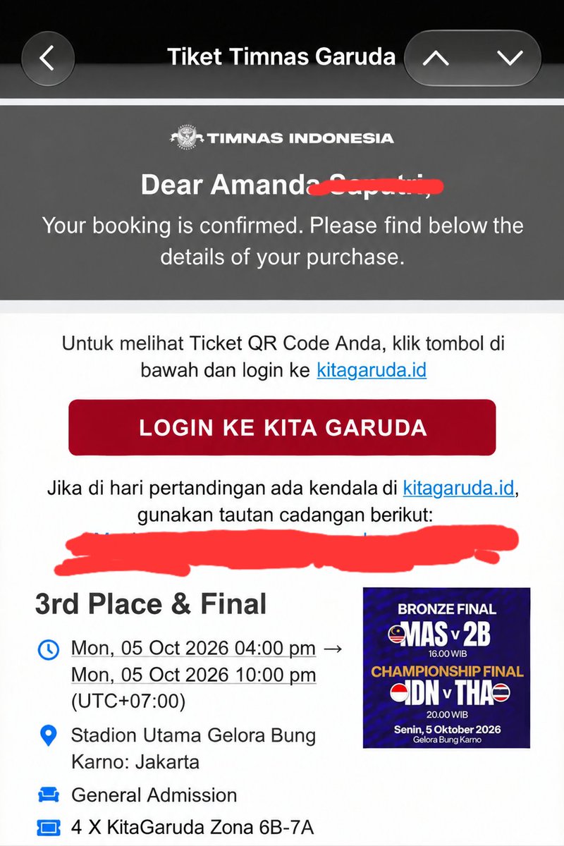 Jjj9dq's tweet photo. WTS TIKET FINAL !!!!!
FIFA ASEAN CUP 2026
INDONESIA VS THAILAND
5 Oktober 2026

Ready 4Tix Garuda Upper
Wajib punya garuda id udah verif ya
BUKAN HARGA CALO!!!!

Minta dm atau wa 0852-8742-9668 https://t.co/pJRgAWS8lM