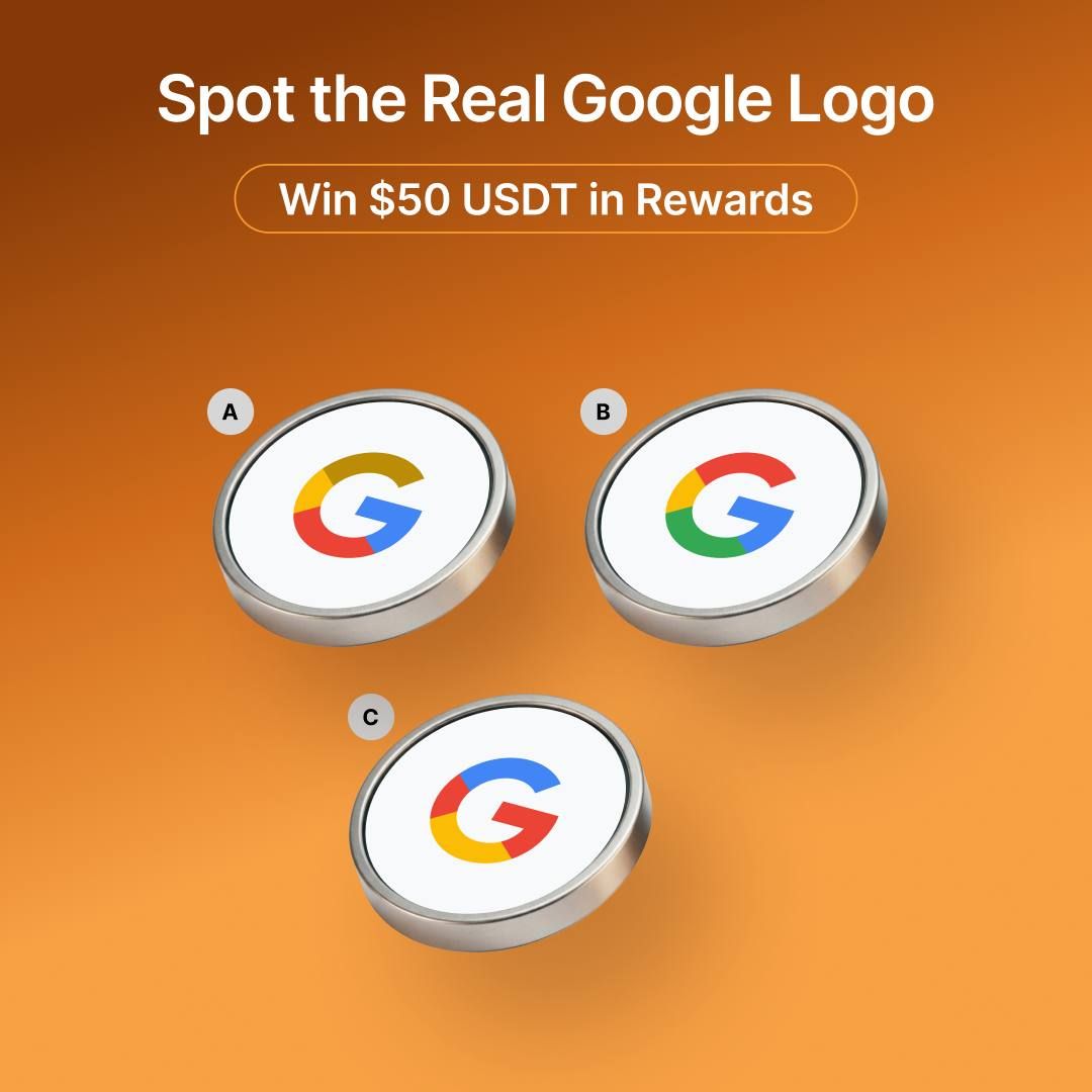 BybitSouthasia's tweet photo. Spot the Real Google Logo & Win $50 USDT! 🥳
Can you tell which one is the real Google logo? 👀

✅ Follow @BybitSouthasia
❤️ Like & RT this post
💬 Comment your answer & tag 2 friends 👥

🎁 $50 USDT Prize pool 
🏆 Winners will be randomly selected from correct entries.

📅 Deadline: Oct 8, 11:59PM UTC

#CryptoGiveaway #WinUSDT