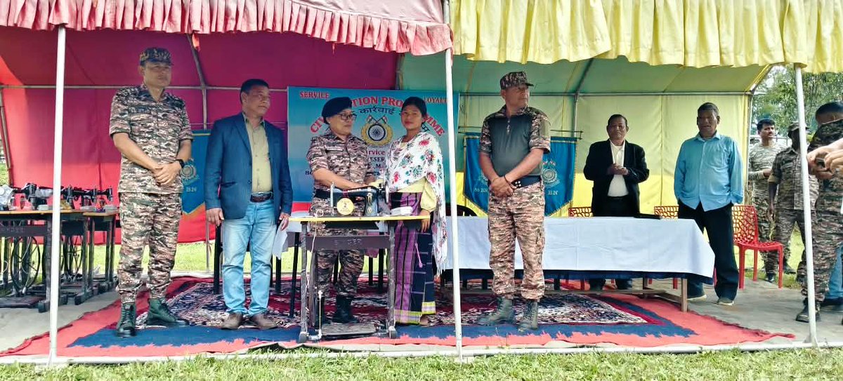 86Bncrpf's tweet photo. On 03/10/2026, under the supervision of Commandant, 86Bn CRPF , a Civic Action Programme (CAP) was conducted by 86Bn CRPF at Lamdangmei village , Noney  District, Manipur and distributed Sewing machines with accessories  to the villagers . https://t.co/E4ei3afn0Z