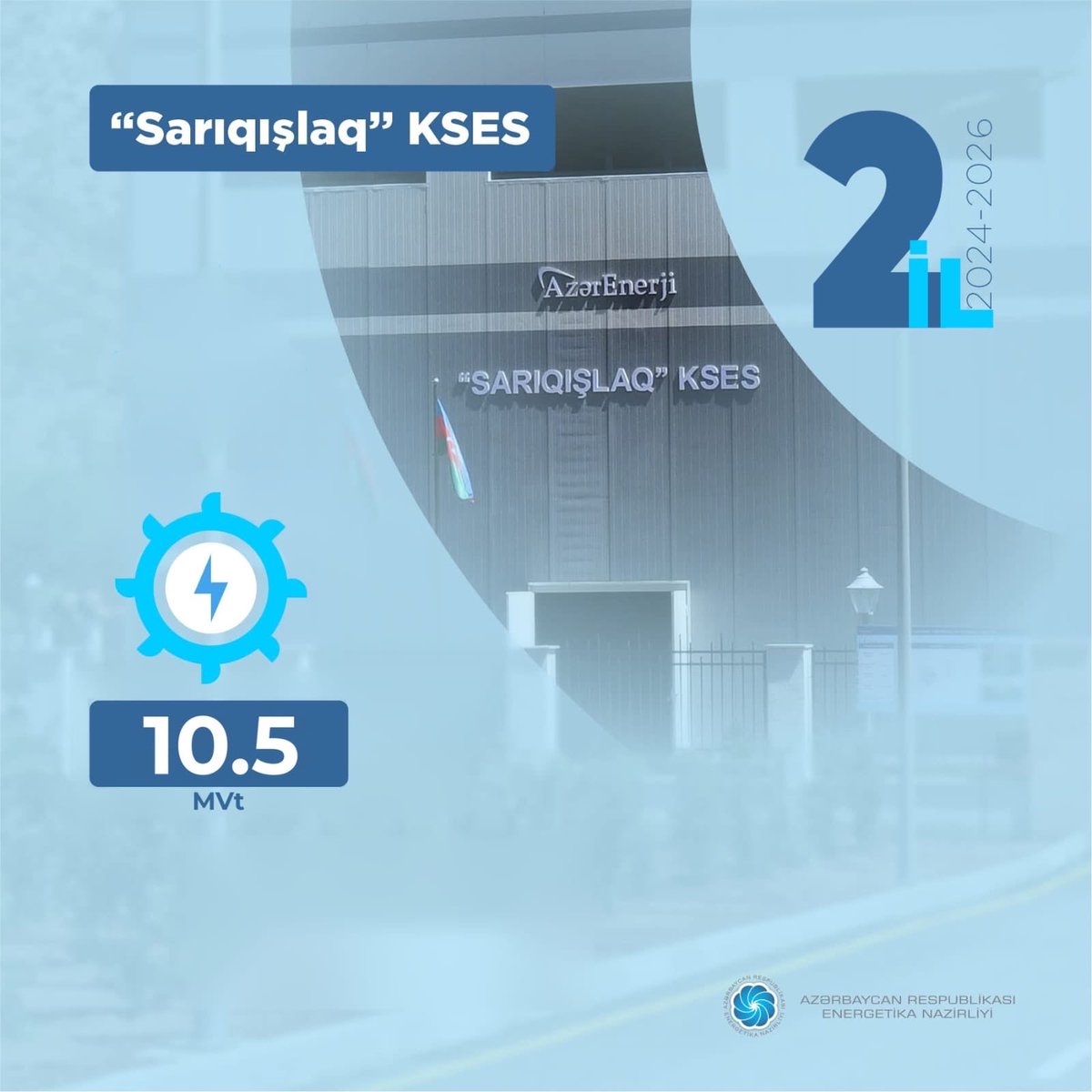 minenergyaze's tweet photo. 🗓️ 2024-cü ilin 3 oktyabr tarixində Zəngilan rayonu ərazisində Oxçuçayın üzərində tikilən basqılı derivasiya tipli, ümumi gücü 10,5 MVt olan “Sarıqışlaq” Kiçik Su Elektrik Stansiyası istismara verilib.

📈 İstismara verildiyi tarixdən 01.10.2026-cı il tarixinədək stansiyada 46,3 mln. kVt·st #elektrikenerjisi istehsal edilib.

💦 Kiçik su elektrik stansiyaları elektrik enerjisinin #bərpaolunanenerjimənbələri hesabına istehsalına, enerji mənbələrinin şaxələndirilməsinə və enerji istehsalının ətraf mühitə təsirinin azaldılmasına töhfə verir.

#EnergetikaNazirliyi #MinistryofEnergy #enerjitəqvimi #yaşılenerji #şəhərsalma #ŞəhərsalmavəMemarlıqİli #greenenergy
