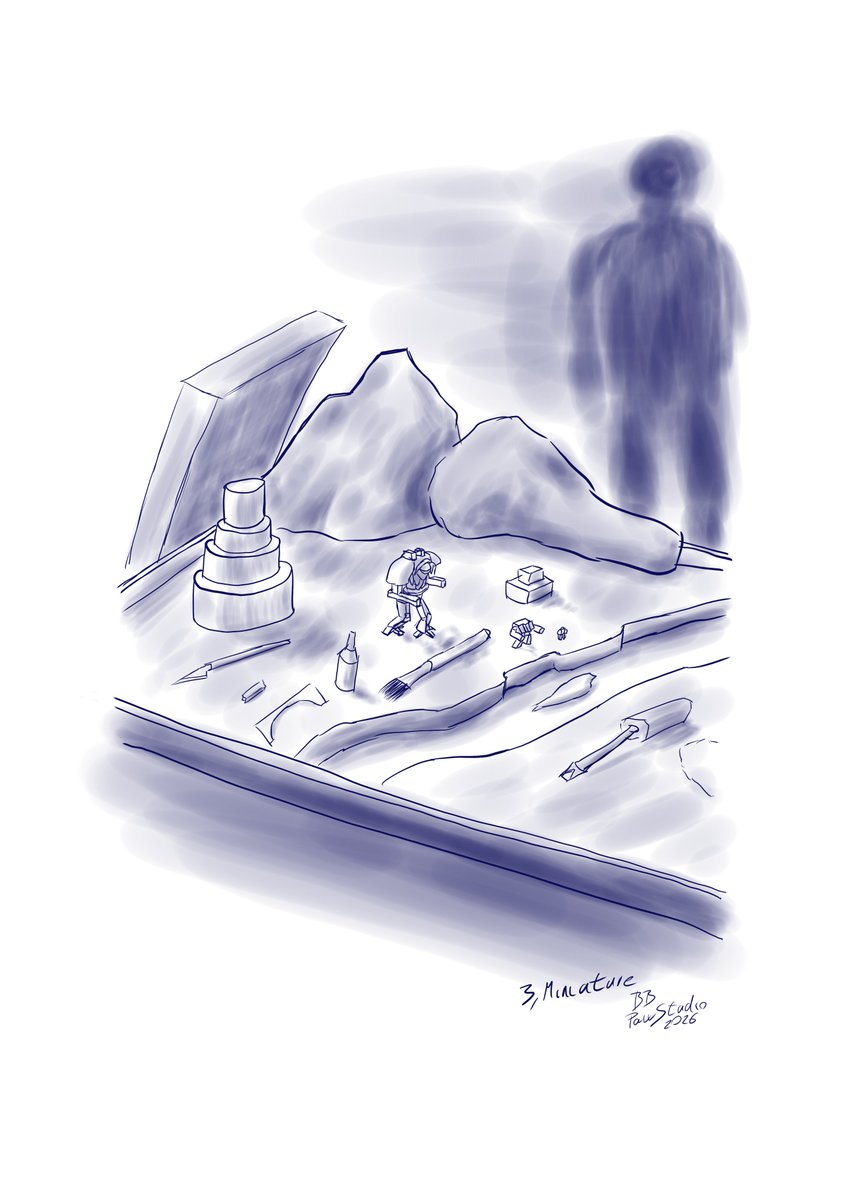 PawStudioNet's tweet photo. #inktober #inktober2026 @inktober #miniature

The time when you try to make something good from your things, and find out what is missing. But you have just a base idea, nothing more.

#inktober2026day3 #inktober2026miniature #inktober2026day3miniature #warhammer40k https://t.co/zj9S7mW2TE
