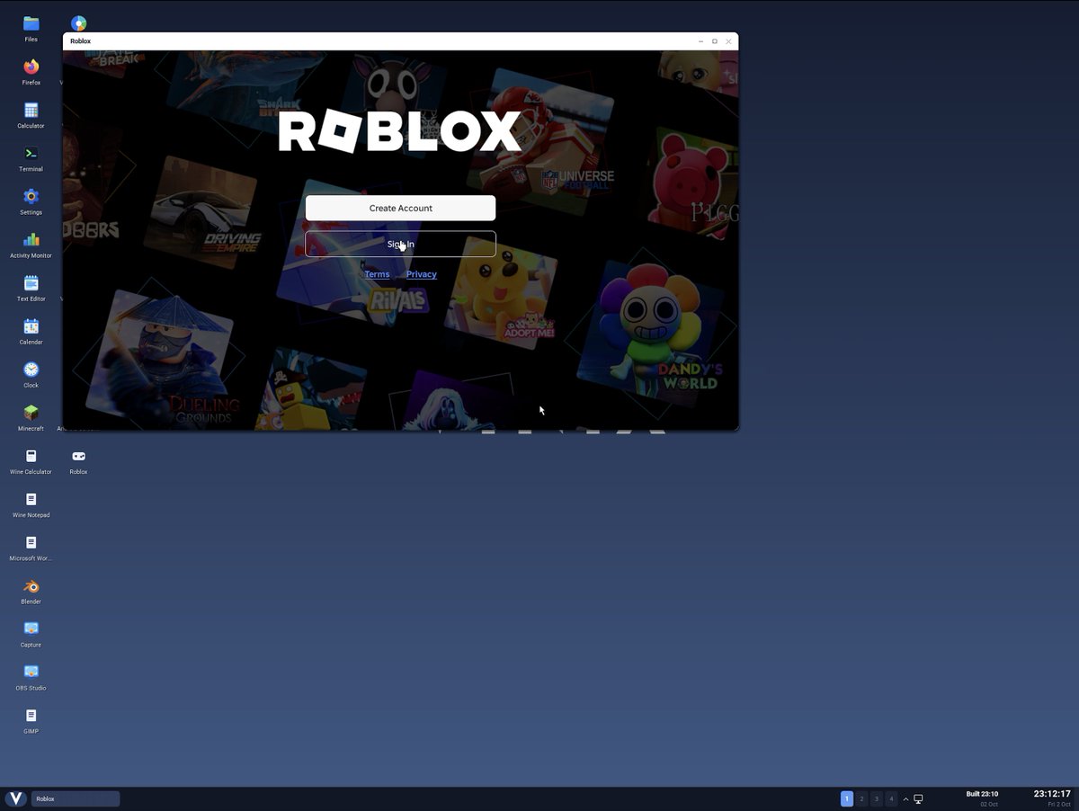 v_language's tweet photo. Vinix, a new OS/kernel written from scratch, can now run Android apps without emulation.

https://t.co/jdpbhdeFak

Here's Roblox: https://t.co/9dsczN2CjO