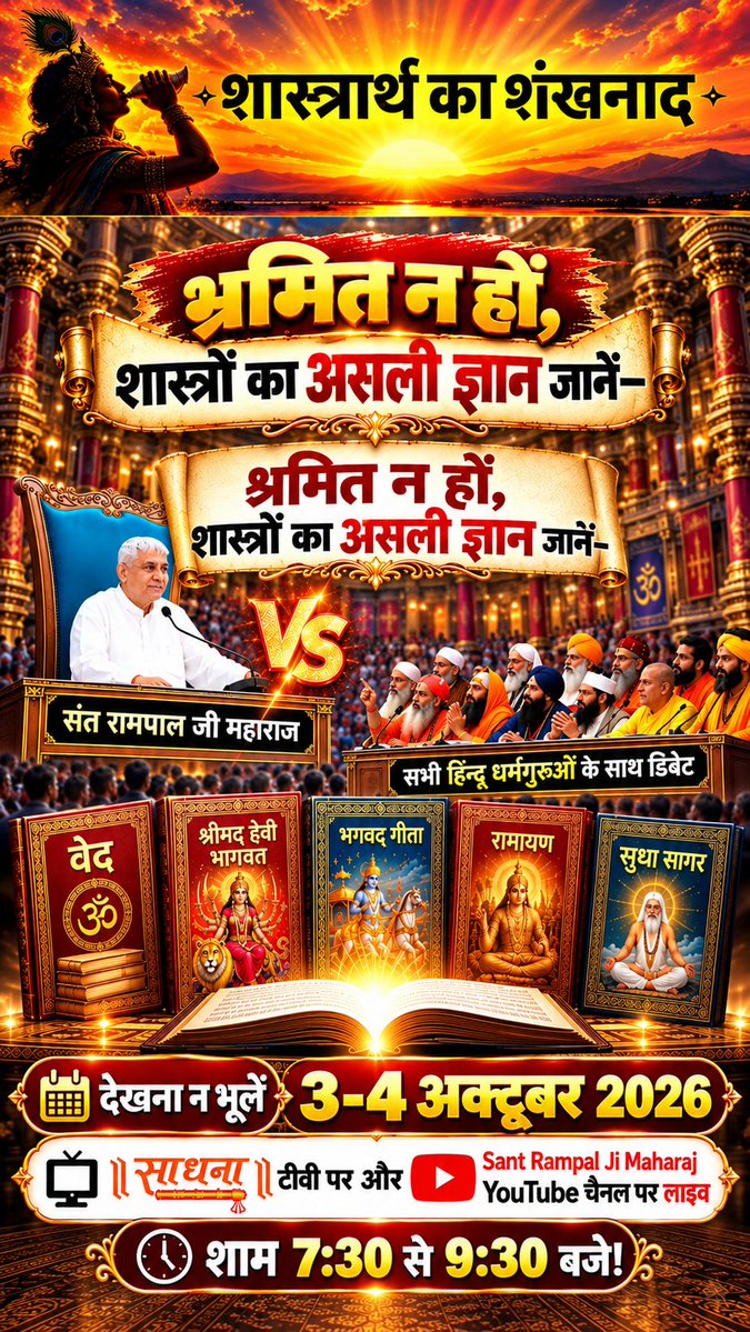 KABIR131313's tweet photo. #SantRampalJiMaharaj
#Challenge_By_SantRampalJi
#शास्त्रार्थ_का_शंखनाद https://t.co/yL6QPFlAxu