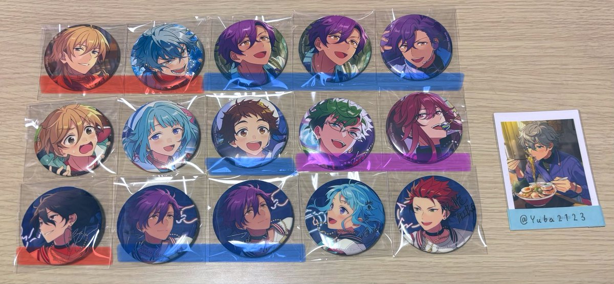 Yuba2123's tweet photo. 【交換・譲渡】あんスタ スタライ10th 10周年 7周年 ぶくスタ 缶バッジ コレ缶 2026 Mar. idol 他

譲￤画像1~4
求￤定価＋送料、画像5

✦7周年のみ400円/個
✦🟥＝🟦より同数抱き合わせ
✦🟪＝交換＞🟦より倍数抱き合わせ
✧纏めての方優先
✧ゆうちょ銀行、PayPay対応

お気軽にお声掛け下さい🌷 https://t.co/wXJG72oyHY