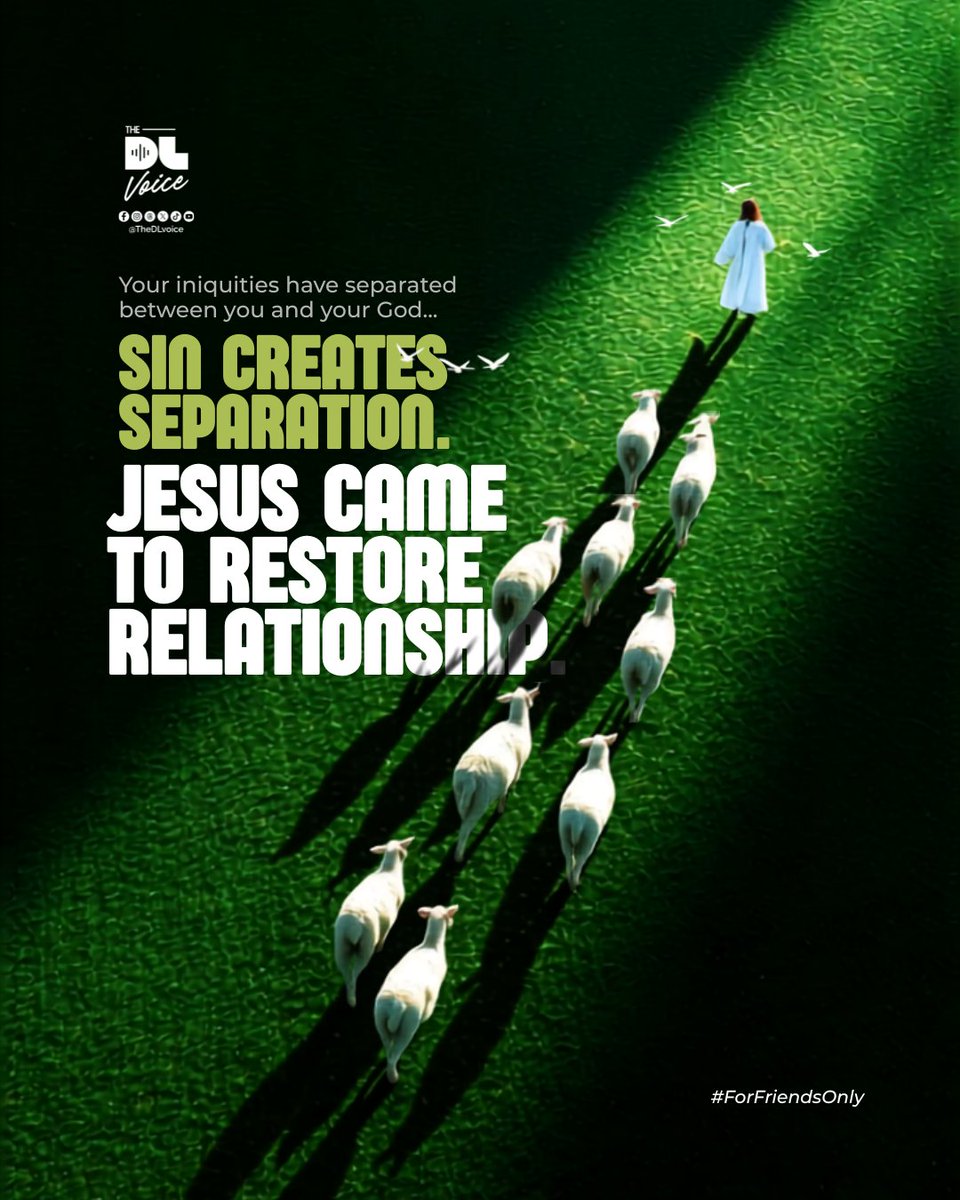 TheDLvoice's tweet photo. The greatest loss in Eden wasn't the garden; it was the fellowship. We've tried to fill that vacuum with ephemeral things, but...
If you feel separated or unsatisfied, bring your heart back to the One who created it; you'll find true rest.
#ForFriendsOnly

🖼️ @LordTimothy3 https://t.co/NUXvBvQWgv