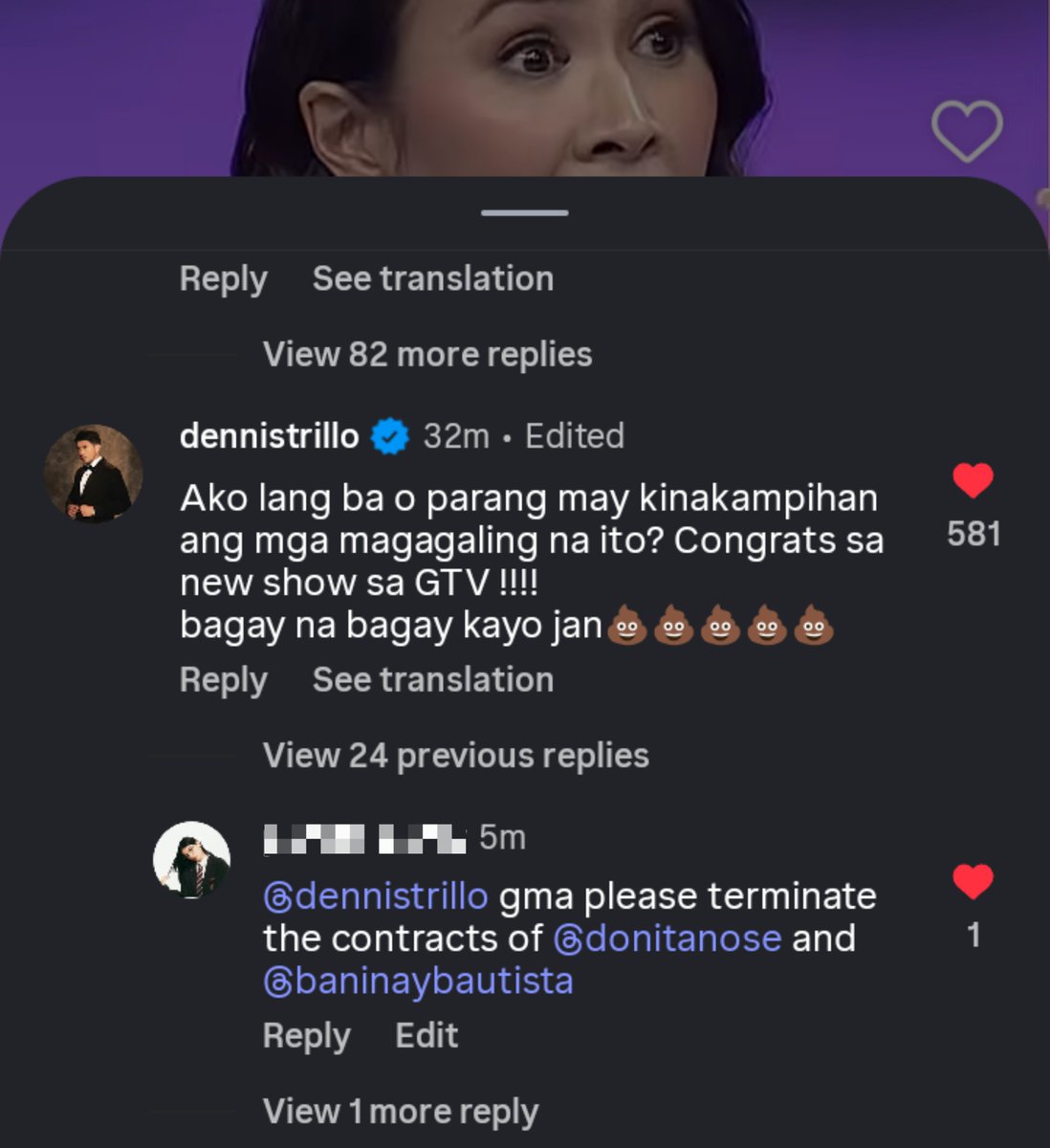 ganjaburnika's tweet photo. Dennis Trillo is pissed as he should! Grabe si Gelli iblacklist na yan sa GMA. Epal naman sina Donita Nose at Baninay todo agree pa. DenJen are Kapuso royalties they deserve better than this shitshow. https://t.co/p7puwImcWc