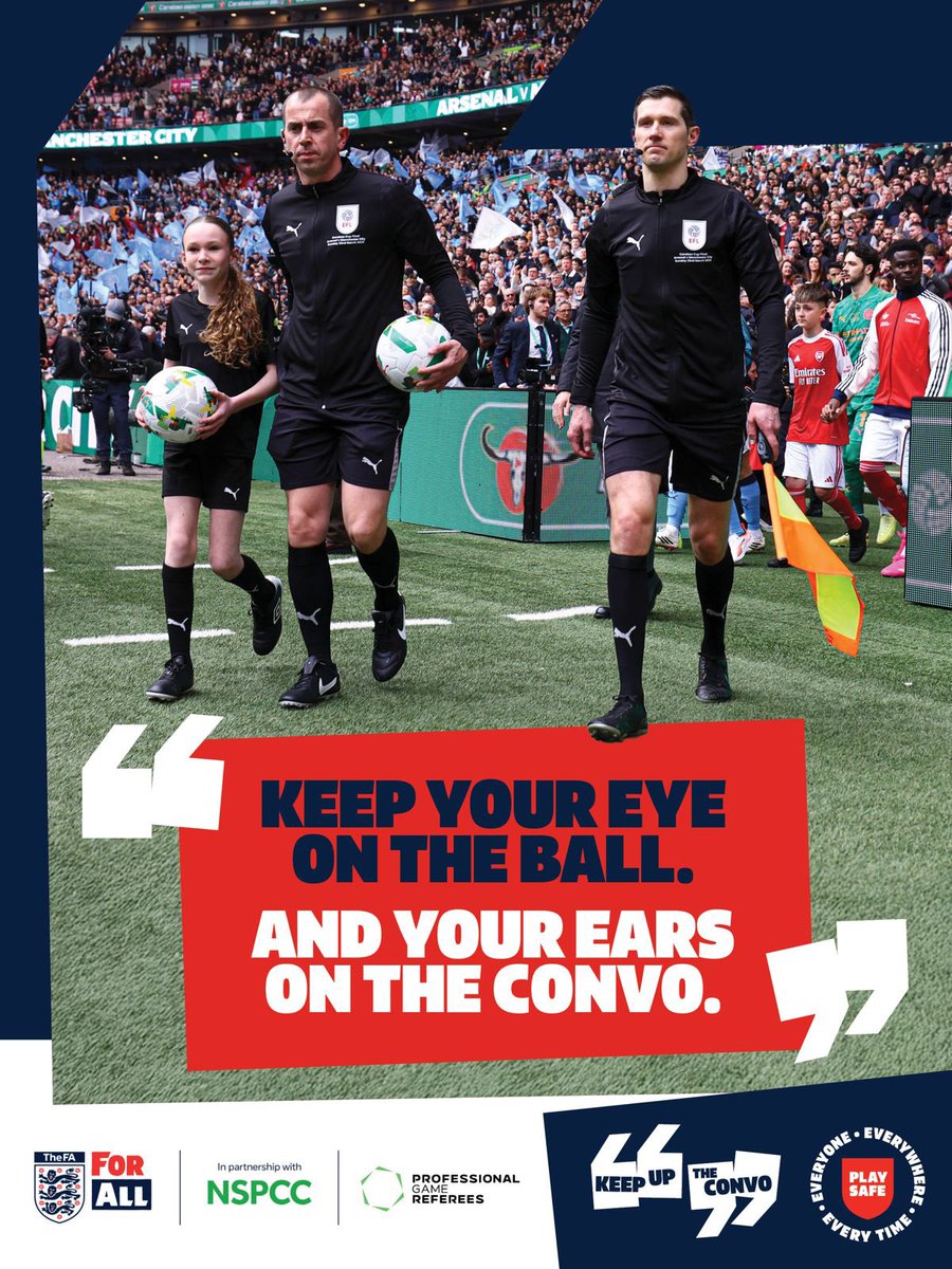 prorefofficial's tweet photo. Team talk goes beyond match day.  

On the pitch, the sidelines, the way home. Every part of football is an opportunity for a chat. 

This Play Safe Weekend, make time to ask, listen and respond so children and young people know they’ve been heard. 

#KeepUpTheConvo #PlaySafe 

https://t.co/JtX9vAV3XW