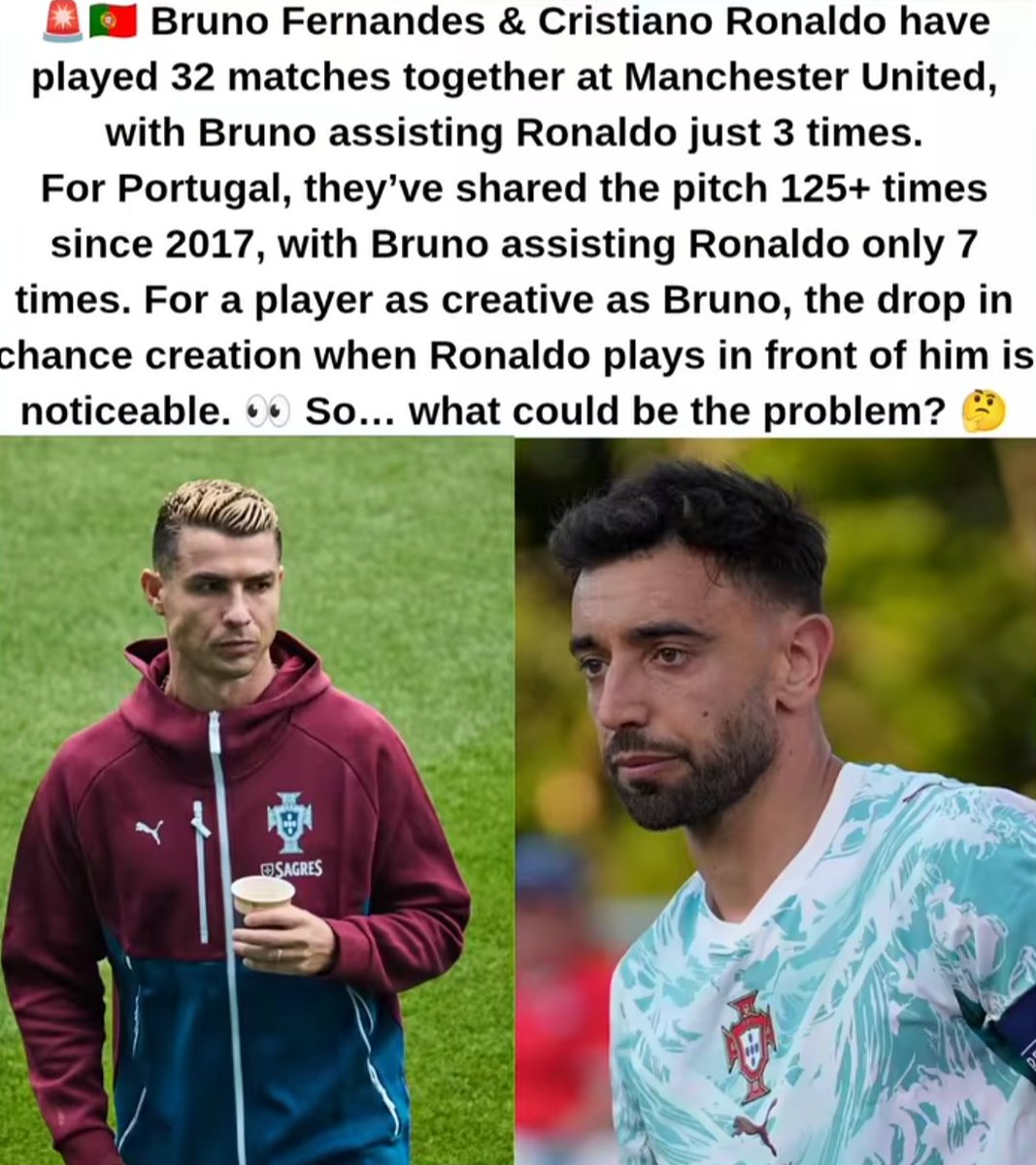 madristagram's tweet photo. Bruno: "'I can create chances for literally anyone." 

Ronaldo: "Try me.'' 

Bruno: 'No, I don't think I will.'' https://t.co/aNb4fQPdjP