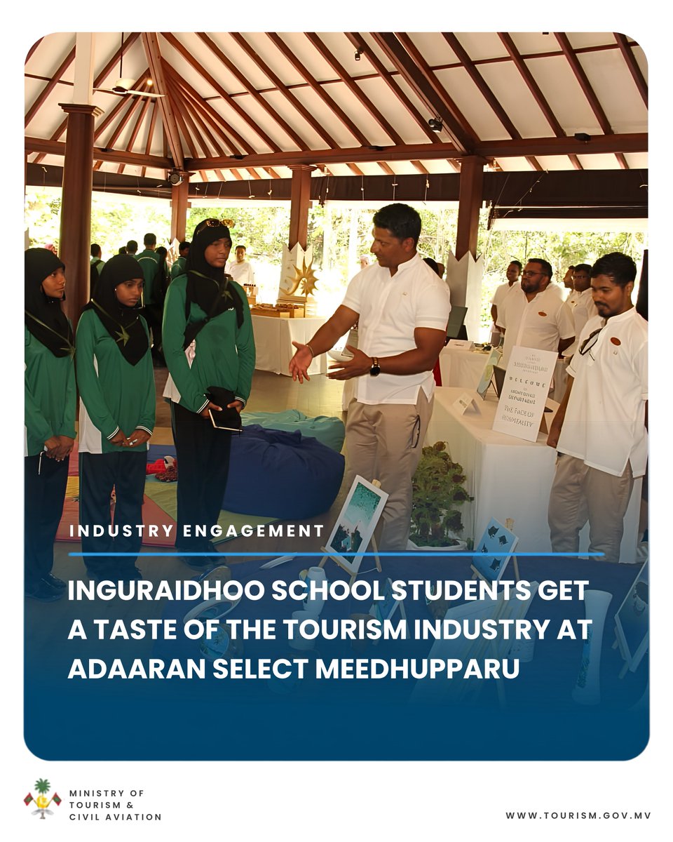 MoTmv's tweet photo. Students from Inguraidhoo School visited Adaaran Select Meedhupparu for an engaging introduction to the tourism industry conducted on the occasion of World Tourism Day 2026. Through firsthand exposure to resort operations and interactions with resort teams, students explored the diverse skills and career opportunities that support exceptional hospitality experiences in the Maldives.
#WorldTourismDay2026 #Resortexposuretrips2026
