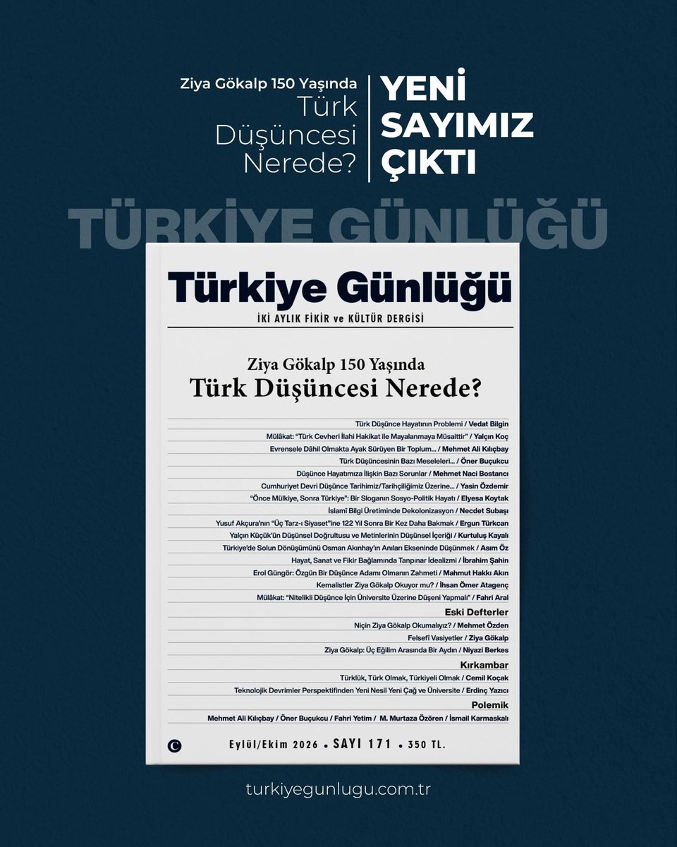 mevlutuyanik's tweet photo. @turkiyegunlugu
"Ziya Gökalp’in 150. Yılı anısına dosya ama Gökalp hakkında bir tane yazı bile yok. Demek ki Türk düşüncesine bir Yalçın Küçük kadar katkısı olmamış Gökalp’in."Coşkun hocam yüreğinize esenlik, başlığa ve içeriğe bakınca ne oluyor demiştim!
https://t.co/Ue4E4HYfKs https://t.co/wAkFLD7cvI