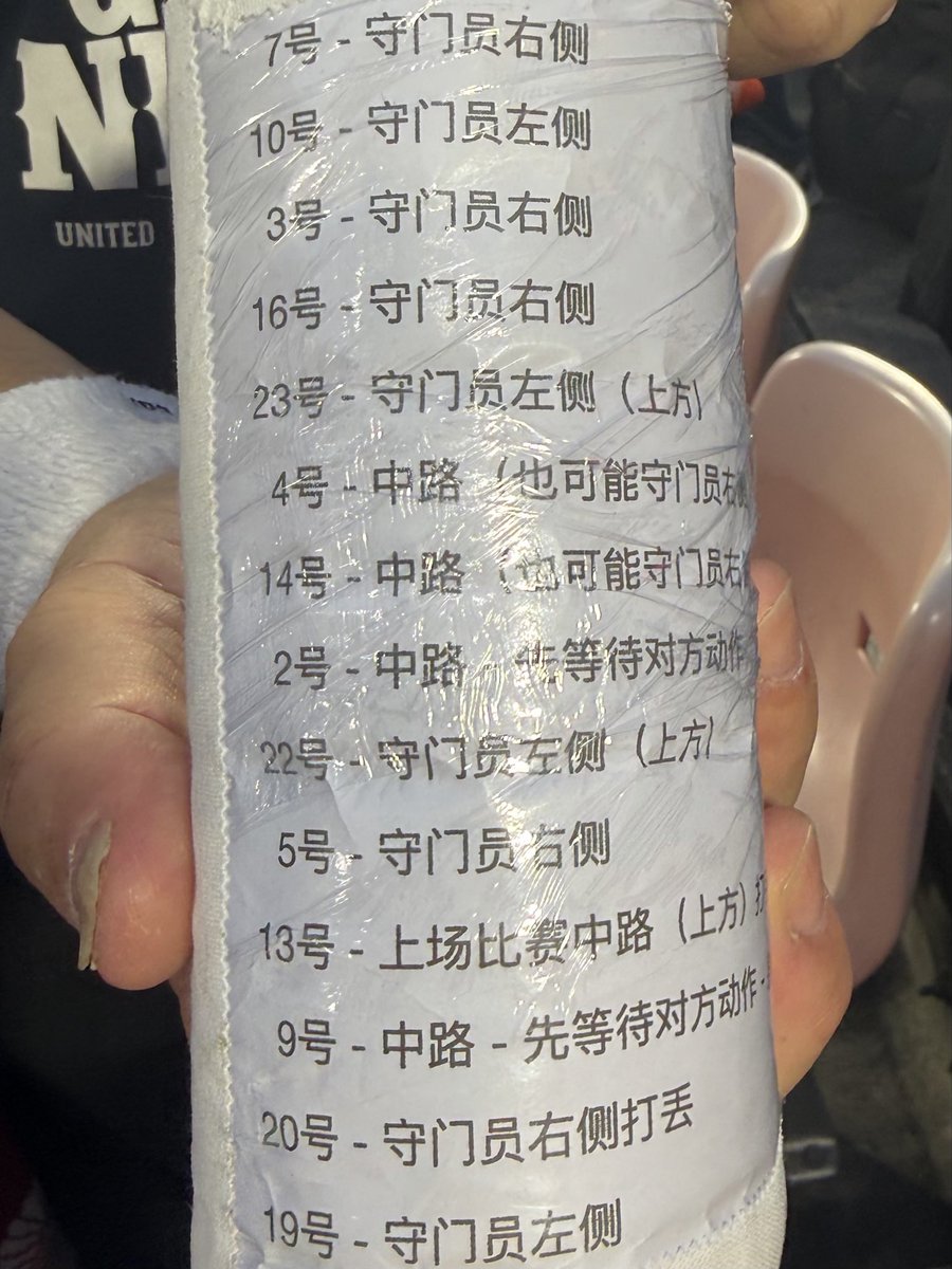 HiroKuttsu's tweet photo. 中国🇨🇳２-２ウズベキスタン🇺🇿
PK2本目あたりでウズベキスタンのGKがゴールマウスの横に置かれたペットボトルをスタンドに放り投げてきたから、え？ってなったけど…
何とウズベキスタン選手PKの癖が書いてありました😲
いろいろ見どころ満載の3位決定戦でした😂
#中国vsウズベキスタン #アジア競技大会 https://t.co/GtgcuFelz8