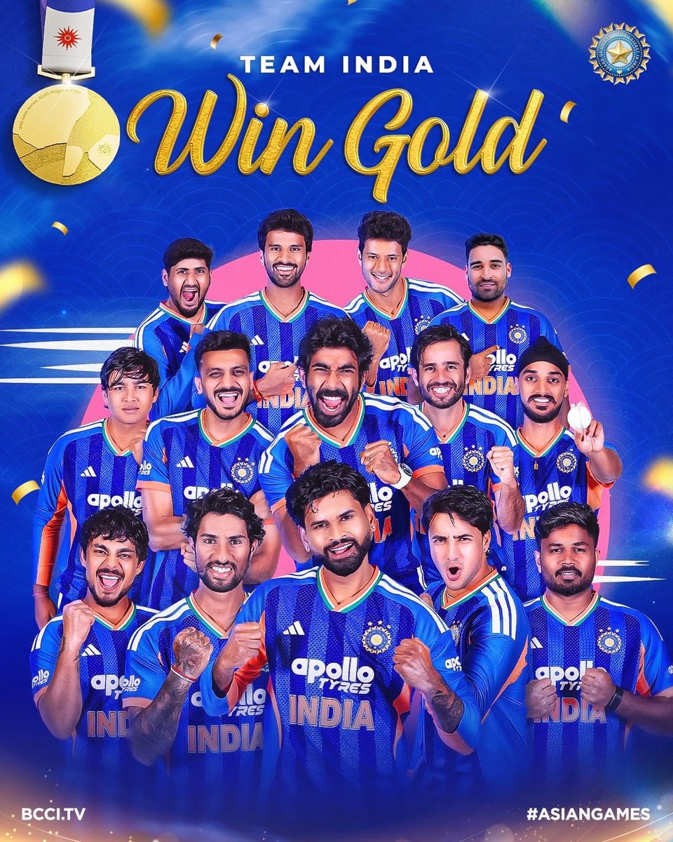 Ra_THORe's tweet photo. India scripts golden history with a spectacular performance! 🇮🇳

Heartiest congratulations and best wishes to the Indian Men’s Cricket Team on defeating Pakistan in the #AsianGames2026 final and clinching the Gold Medal!

Displaying outstanding skill, exceptional teamwork and an unbreakable fighting spirit in a high-pressure contest, the team has brought immense pride and honour to the Tricolour. Your golden performance on the field has filled the hearts of every Indian with joy and pride, while inspiring young athletes to dream big and achieve their goals on the global stage.

Wishing the team a bright future and continued success in all upcoming competitions!

#Cheer4Bharat