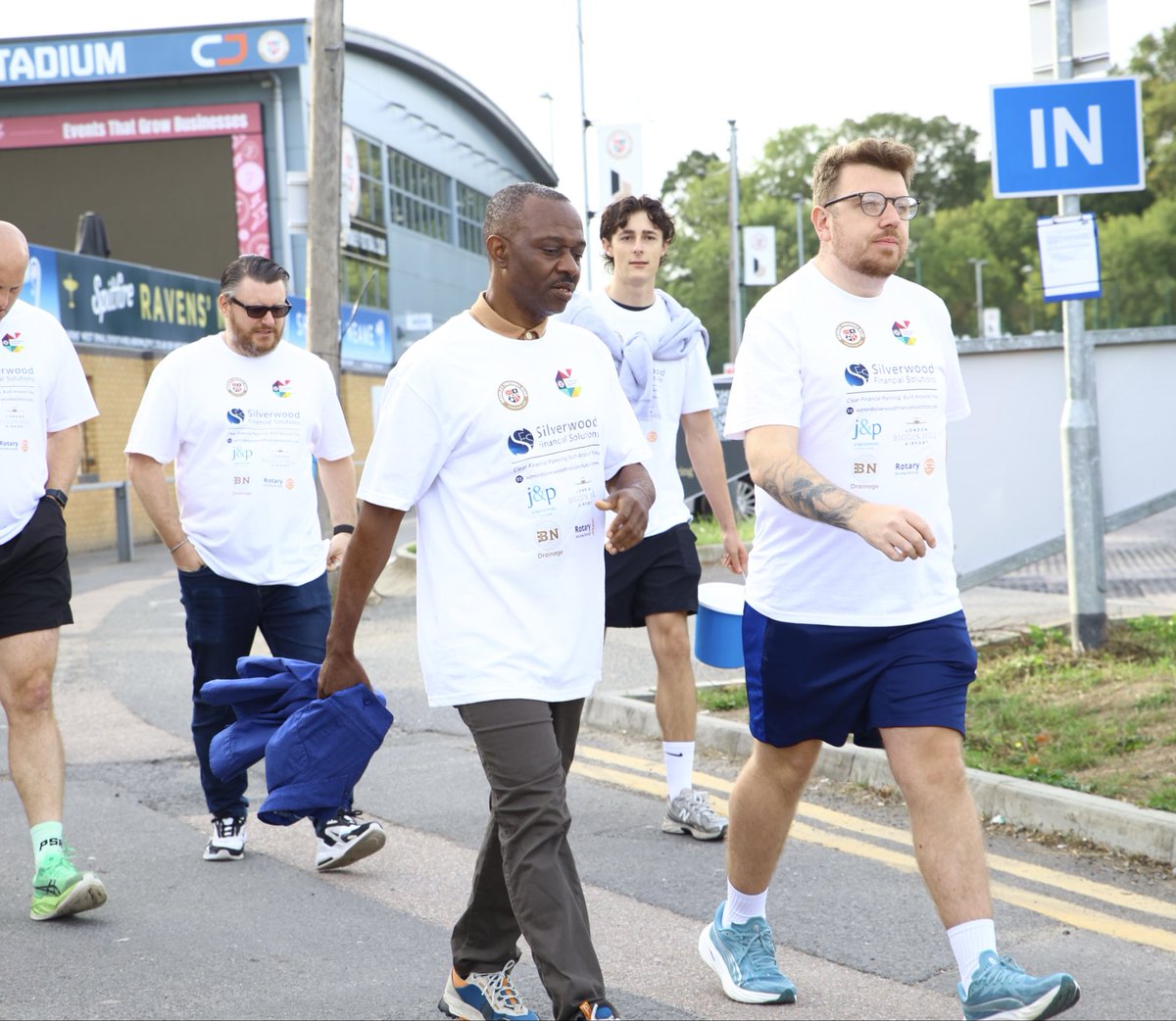 BromleyFCTrust's tweet photo. The walk is underway! 👏🚶‍♂️

A brilliant turnout as Silverwood Financial Solutions take on their Walk &amp; Talk fundraiser in support of our work with veterans and the Armed Forces community 🤍🖤

It’s not too late to donate 👇

https://t.co/aWJn3uI4hD
#WeAreBromley https://t.co/q09HknQFBj