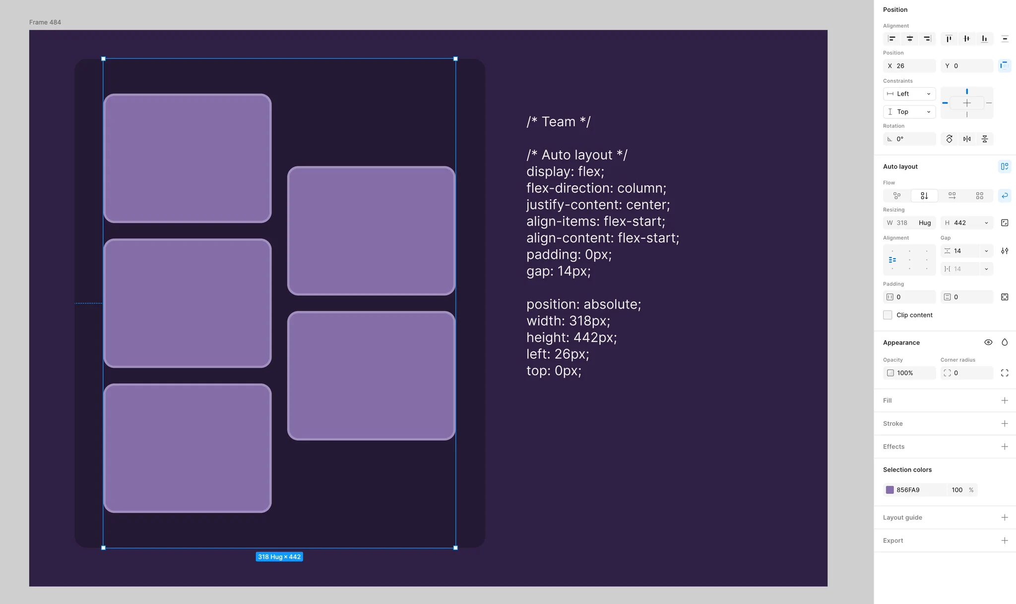 An alternating column layout in Figma where the CSS output doesn't align with the design.