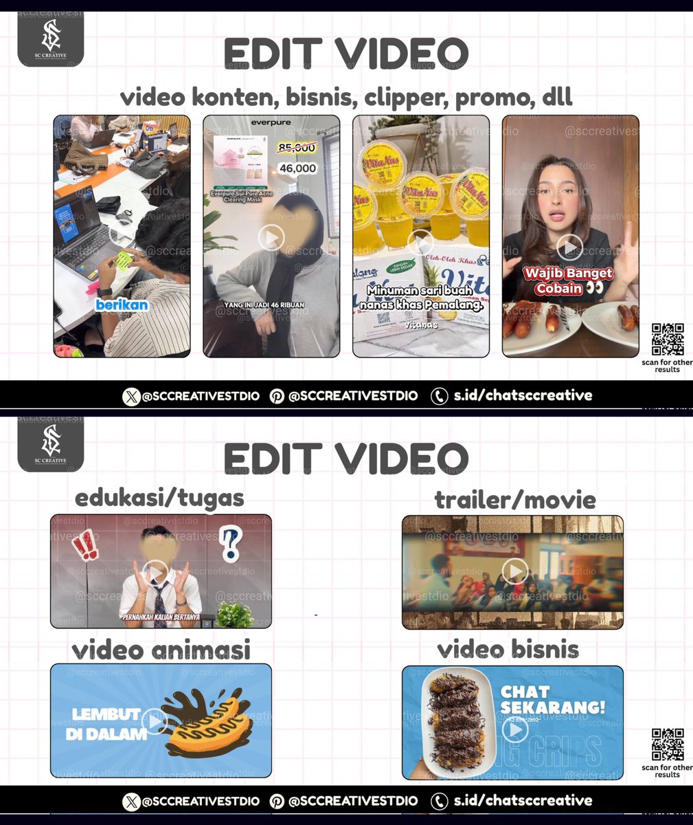 Yubiichanz's tweet photo. Open Edit Poster, Video, Foto, Banner, Infografis, Lanyard, ID Card, Pamflet, Twibbon, Pricelist, Story, Feeds ig, Story, Leaflet, Logo, Freebies, Stiker, Jersey, UI/UX, Carousel, dll 

✅ Free request &amp; revisi 
✅ Cepat, trusted 💯
☎️ Wa @sccreativestdio

#zonauang #zonaba https://t.co/EuK1v1xGKX