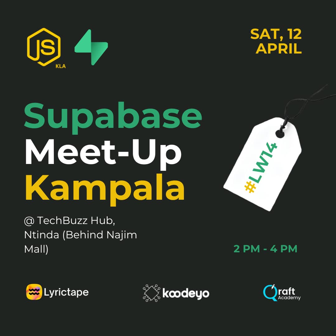 JsKampala's tweet photo. @supabase Great work. As Javascript Community Uganda, We miss your sponsorships though 🥲. Its been over a year now. We still hold our monthly meetups. 

This was in 2025 during launch week 14, We would love to have you again as part of our sponsors. https://t.co/1yoBMFv84A