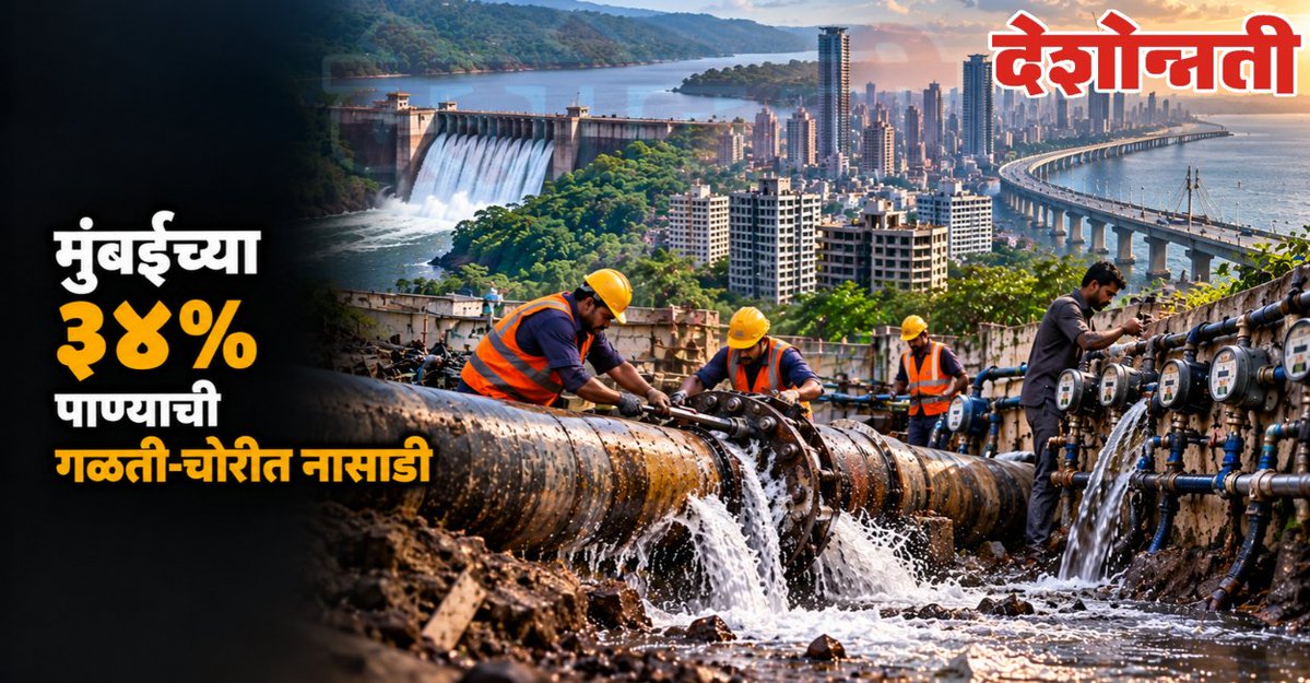 DESHONNATINEWS's tweet photo. मुंबईच्या ३४% पाण्याची गळती-चोरीत नासाडी; गारगाई धरणाएवढ्या तीन धरणांचे पाणी वाया
https://t.co/XuvokCZCUB
#MumbaiWaterSupply #MumbaiWaterCrisis #WaterLeakage #WaterTheft #NonRevenueWater #GargaiDam #BMC #MumbaiMunicipalCorporation #WaterConservation #WaterPipeline https://t.co/CSTSb84oyO