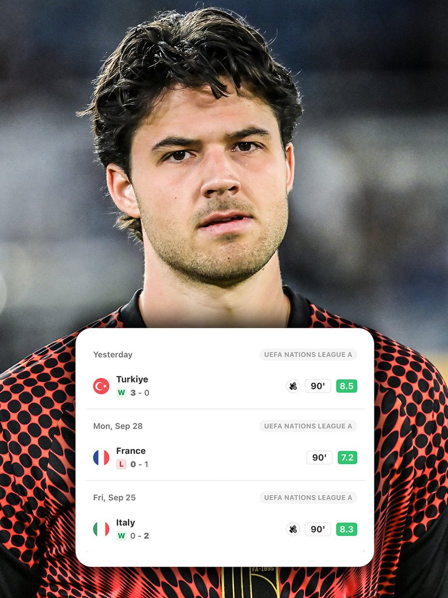 footballontnt's tweet photo. Senne Lammens in three Nations League games during the international break:

🧤 19 saves
🚫 1 goal conceded
🧱 2 clean sheets https://t.co/TIMYigOEn7
