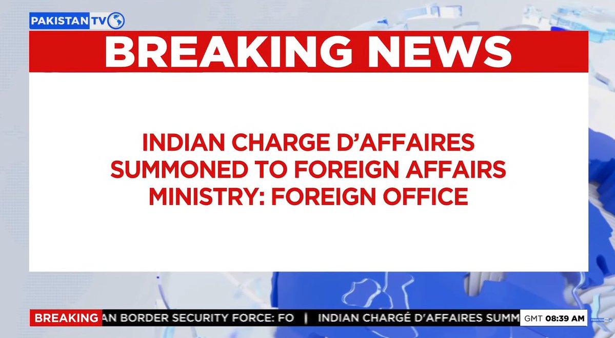 PakTVGlobal's tweet photo. #Breaking 

Pakistan lodges a strong protest over the killing of two Pakistani civilians by India’s Border Security Force. The Foreign Affairs Ministry summons the Indian chargé d’affaires.

@ForeignOfficePk

#BreakingNews #Pakistan #India #BorderSecurityForce #PakistanTV https://t.co/SVH0c7Zb51
