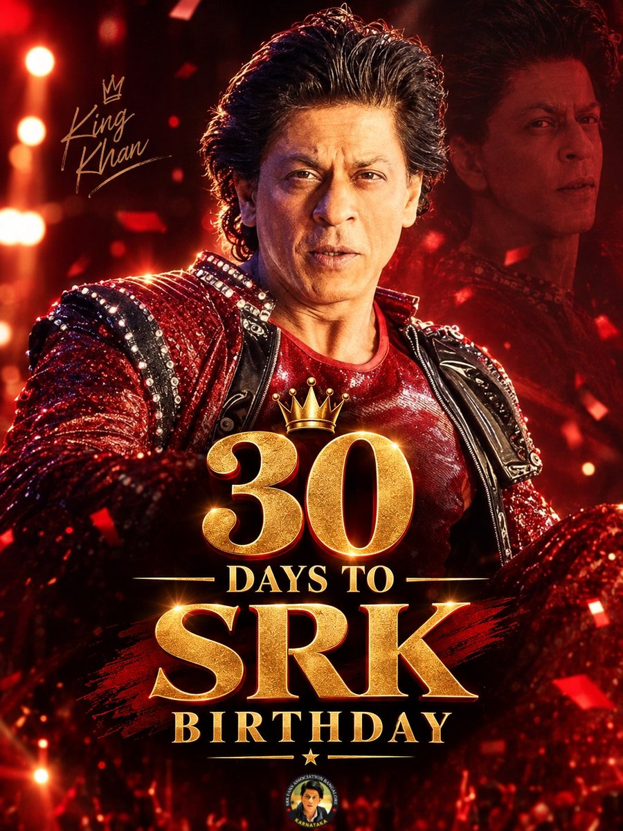 Srk_bangalore's tweet photo. 🔥 30 DAYS TO GO! 🔥

Bas 30 din aur… phir milenge Khan Sahab ke birthday celebration ke liye! ❤️👑
Mannat ki taraf safar ab aur kareeb hai…

@iamsrk

#MannatYatra2k26 #ShahRukhKhan #SRKDay #KingKhan https://t.co/pUScPGSt70