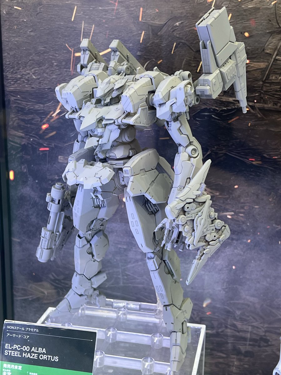 yanase_t's tweet photo. #全日本模型ホビーショー 
#コトブキヤ　ブース

#FAガール　轟雷2
充電くん2爆誕！

バーゼラルドスイムスーツ原型展示中！

#アーマードコア6
スティールヘイズ　オルトゥスも
原型展示中！前回よりブラシアップしてる感あり。 https://t.co/r9YySIRxag