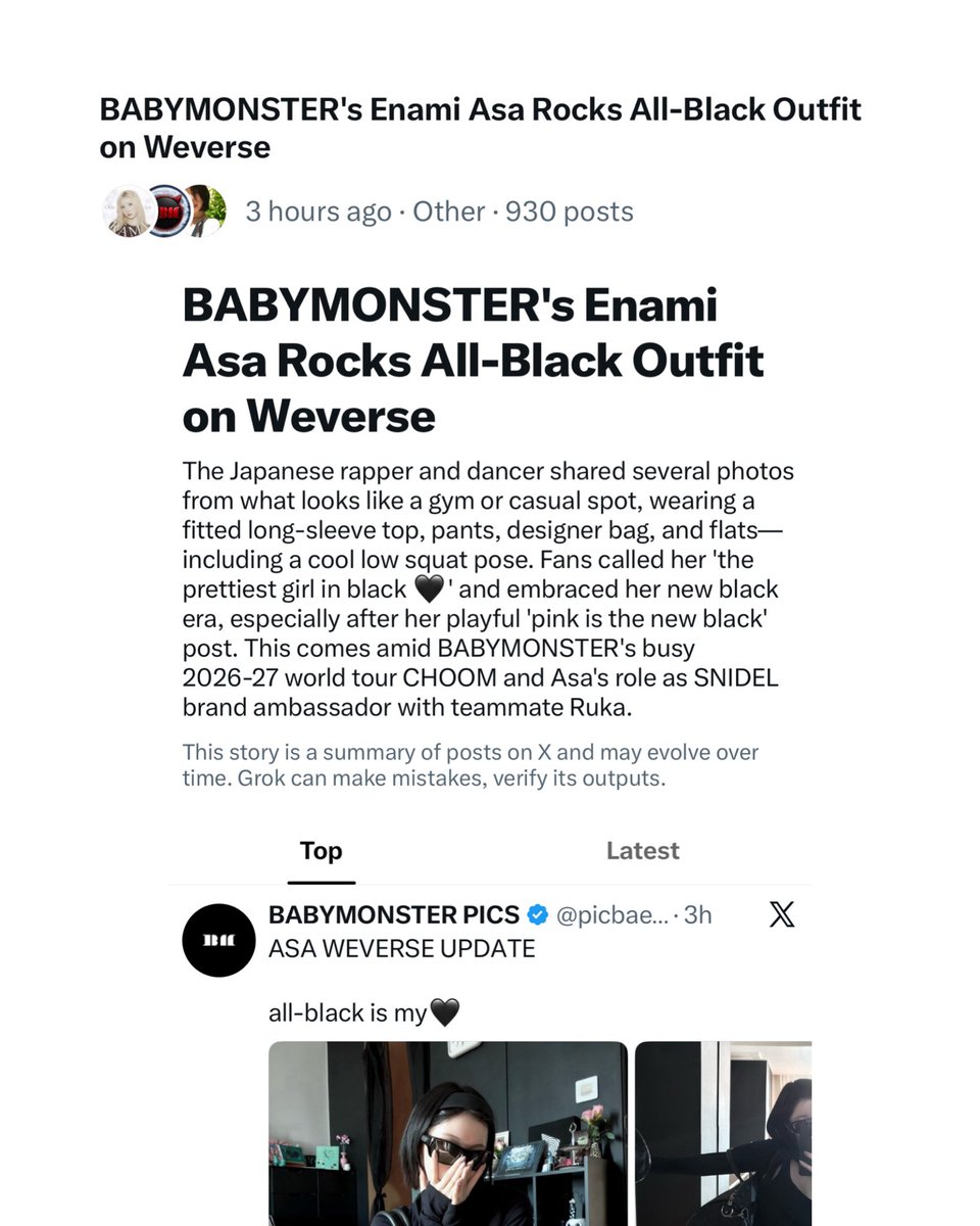 asascharts's tweet photo. #ASA is currently a hot topic on X after her latest weverse update 🖤

#ENAMIASA #아사 #アサ https://t.co/cAShKPbjUy