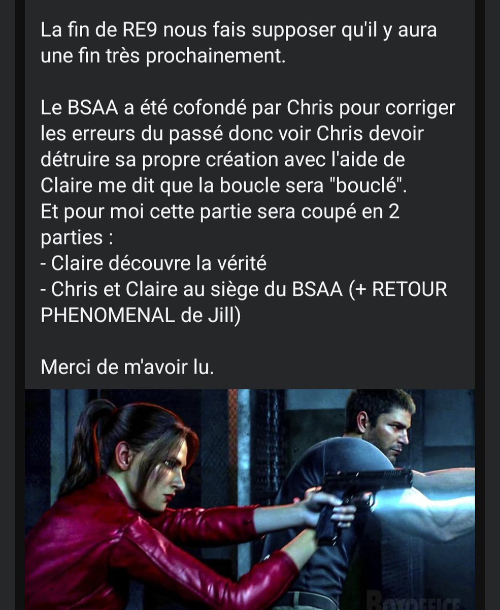 Lolochannn's tweet photo. Ma théorie sur la suite des jeux Resident Evil : ET SI LE REMAKE DE CODE VERONICA N'ÉTAIT PAS QU'UN SIMPLE REMAKE ?

Rappel : c'est mon avis personnel et avec les infos qu'on a actuellement et non une affirmation/confirmation.
Cadeau @Solvennig :) https://t.co/T5uftfRR0g