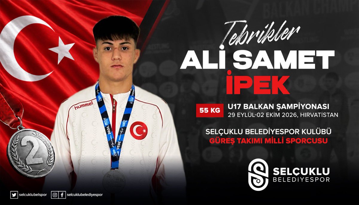 Selcuklubelspor's tweet photo. 🥈🥉 Balkan Şampiyonasında Güreş Takımımızdan Çifte Madalya!  🇹🇷

Hırvatistan’da düzenlenen U17 Balkan Grekoromen Güreş Şampiyonası’nda ülkemizi başarıyla temsil eden Selçuklu Belediyespor Kulübü Güreş Takımı sporcularımız önemli dereceler elde etti.

🥈 Ali Samet İPEK, 55 kg Grekoromen kategorisinde Balkan ikincisi olurken,
🥉 Muhammet Ali ÖZEN ise aynı kategoride Balkan üçüncüsü olarak önemli bir başarıya imza attı.

Milli sporcularımızı ve emeği geçen antrenörlerimizi tebrik ediyor, uluslararası arenada başarılarının artarak devam etmesini diliyoruz.
