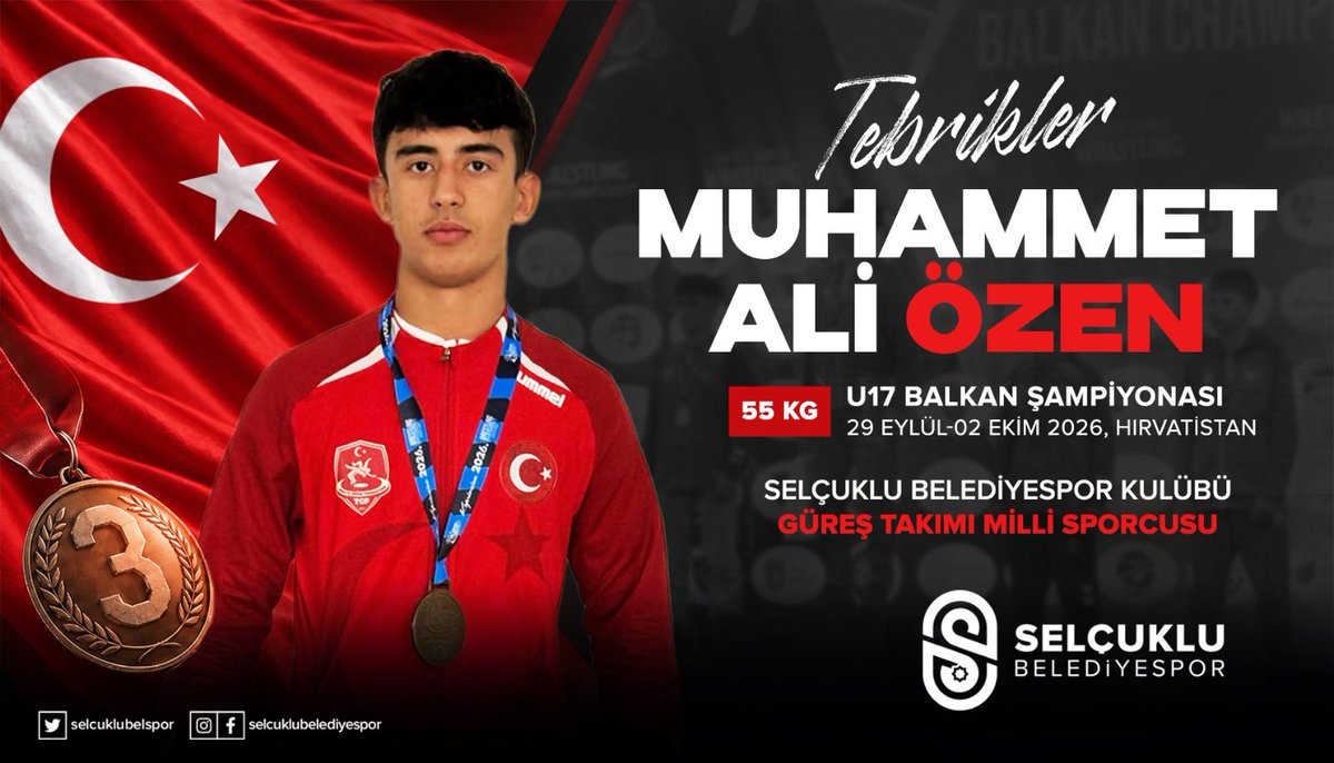 Selcuklubelspor's tweet photo. 🥈🥉 Balkan Şampiyonasında Güreş Takımımızdan Çifte Madalya!  🇹🇷

Hırvatistan’da düzenlenen U17 Balkan Grekoromen Güreş Şampiyonası’nda ülkemizi başarıyla temsil eden Selçuklu Belediyespor Kulübü Güreş Takımı sporcularımız önemli dereceler elde etti.

🥈 Ali Samet İPEK, 55 kg Grekoromen kategorisinde Balkan ikincisi olurken,
🥉 Muhammet Ali ÖZEN ise aynı kategoride Balkan üçüncüsü olarak önemli bir başarıya imza attı.

Milli sporcularımızı ve emeği geçen antrenörlerimizi tebrik ediyor, uluslararası arenada başarılarının artarak devam etmesini diliyoruz.