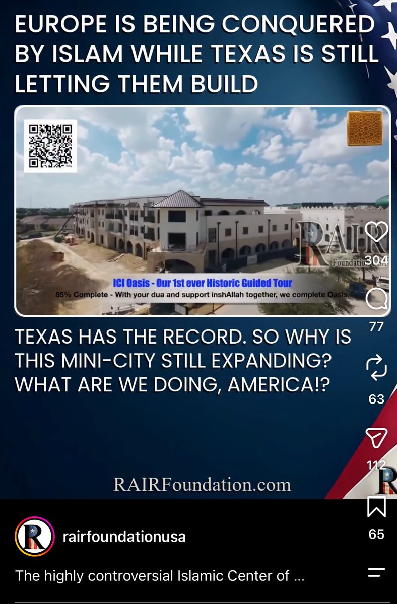 RobSchneider's tweet photo. WHILE THE ISLAMIC CONQUEST OF EUROPE IS BEING REALIZED…
AMERICA IS ASLEEP WHILE ISLAM CONTINUES TO BE ALLOWED TO BUILD BECAUSE OF THE COWARDLY REPUBLICAN LEADERS IN TEXAS‼️‼️‼️🇺🇸🇺🇸🇺🇸🇺🇸🇺🇸 https://t.co/32DuaeRBzT