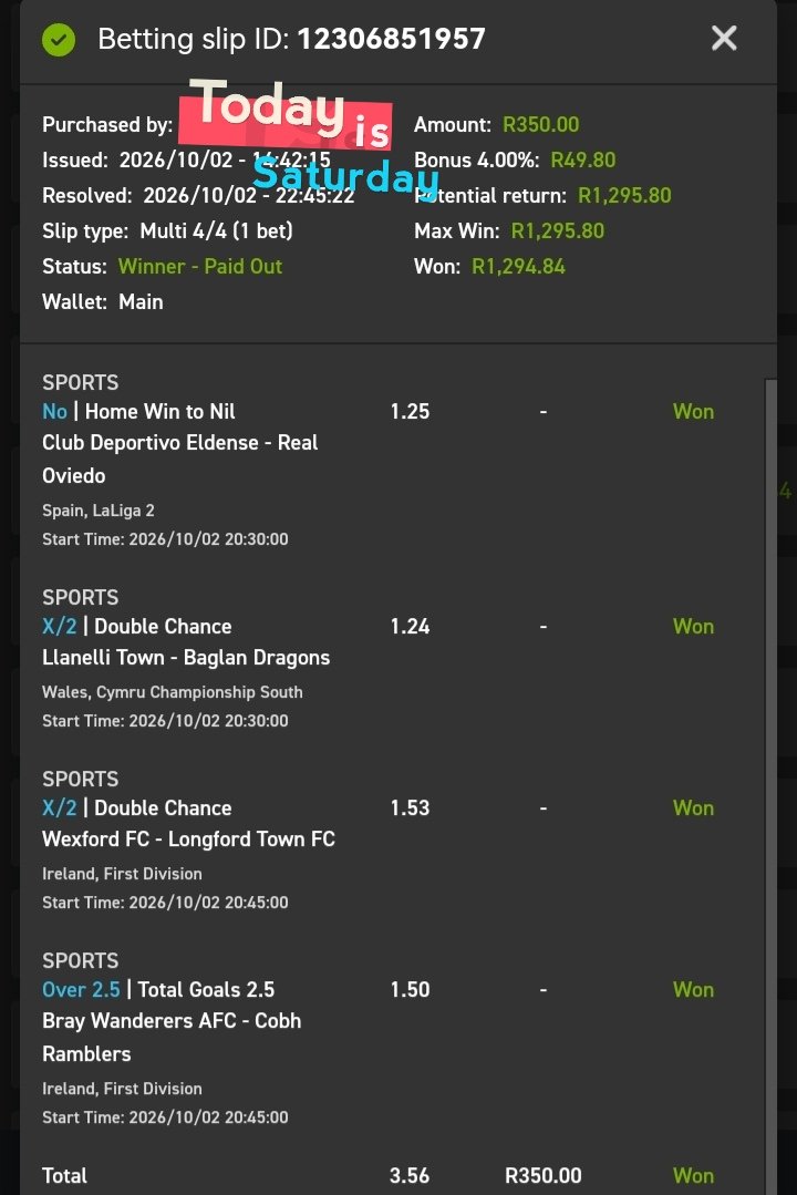 Gnbhengu's tweet photo. 💥🍏Boom🍏💥
Congratulations if you followed.
#Surecase #Easybet
18 + | T&Cs Apply https://t.co/amqDFQ6E9D